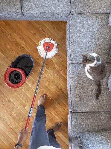 O-Cedar EasyWring Microfiber Spin Mop, Bucket Floor Cleaning System, Red, Gray, Standard - Image 6