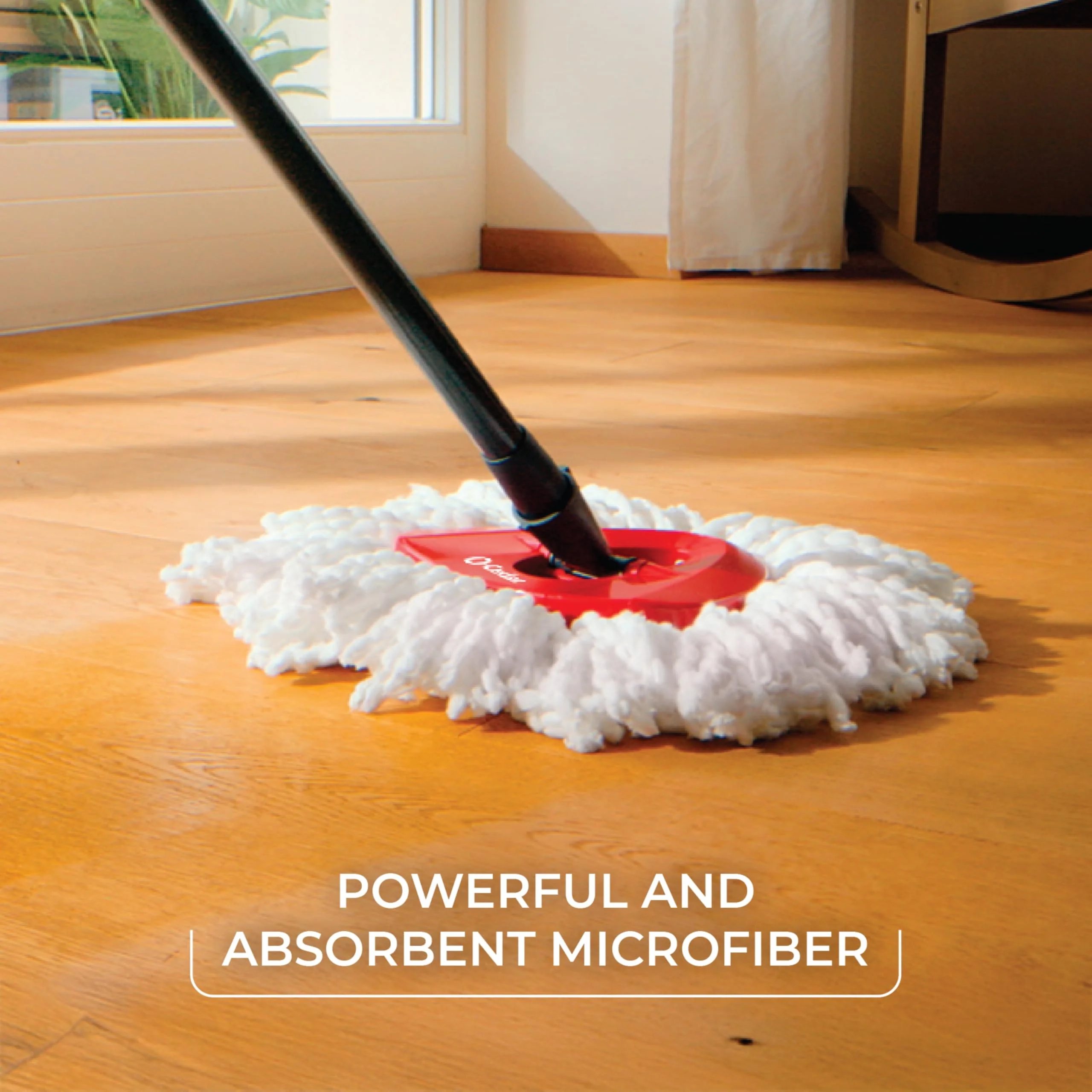 O-Cedar Easywring Microfiber Spin Mop & Bucket Floor Cleaning System with 4 Extra Refills - Image 6