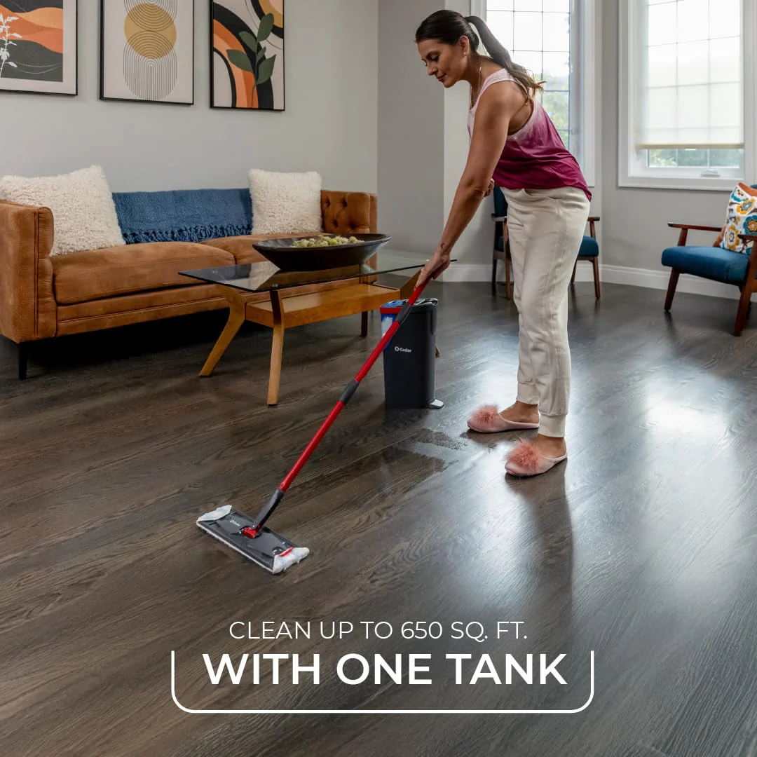 O-Cedar H2prO Flat Mop System | Quick Cleaning Tool | Clean with Water | Machine Washable Reusable Microfiber Mop Pad | Safe on Wood Floors, Vinyl, Tile, Baseboards, Walls - Image 14
