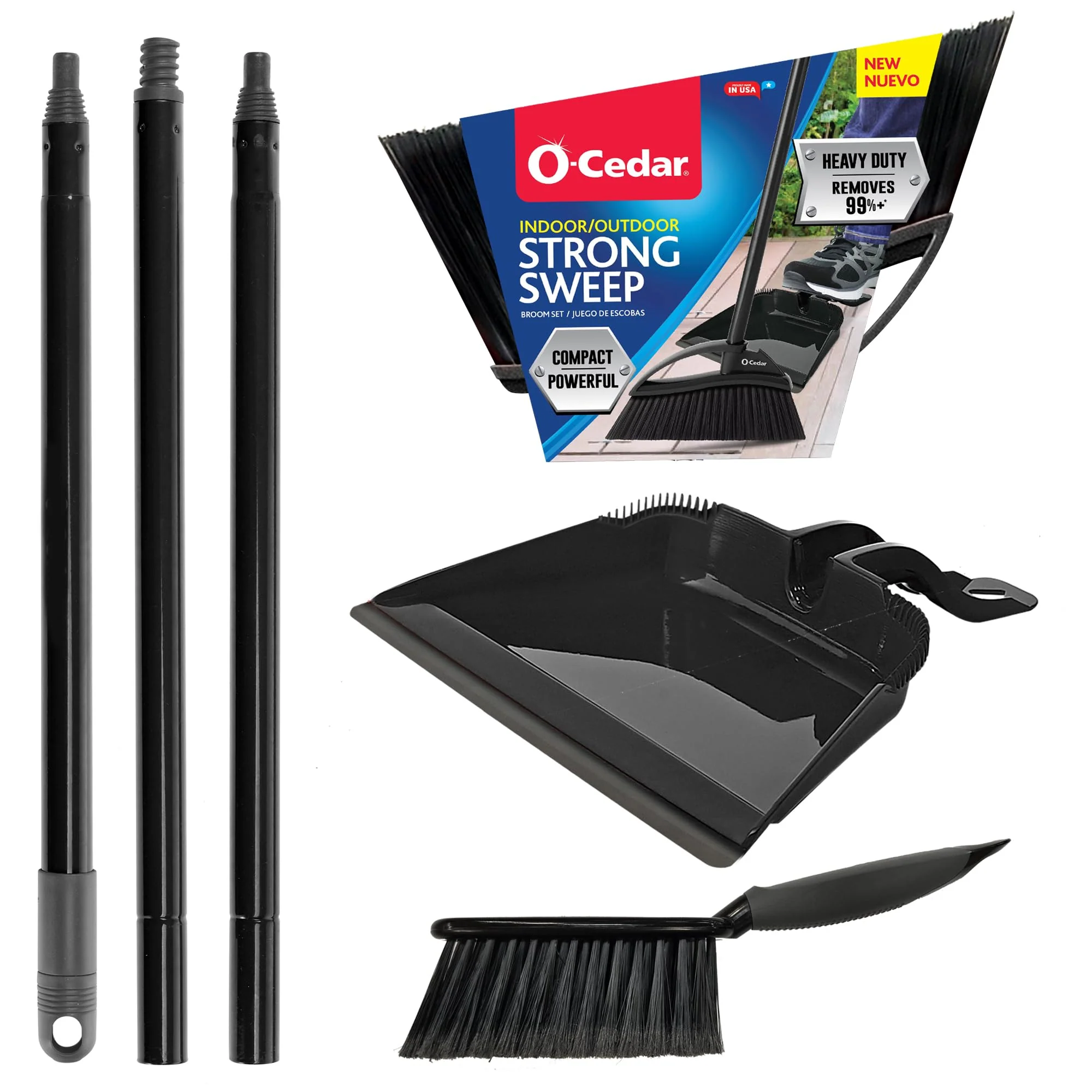 O-Cedar Indoor & Outdoor Strong Sweep Broom & Brush Bundle | Heavy Duty Bristles Remove 99% of Dust & Dirt in One Sweep | Step-On Dust Pan | Safe for Hardwoods, Powerful on Outdoor Debris - Image 6