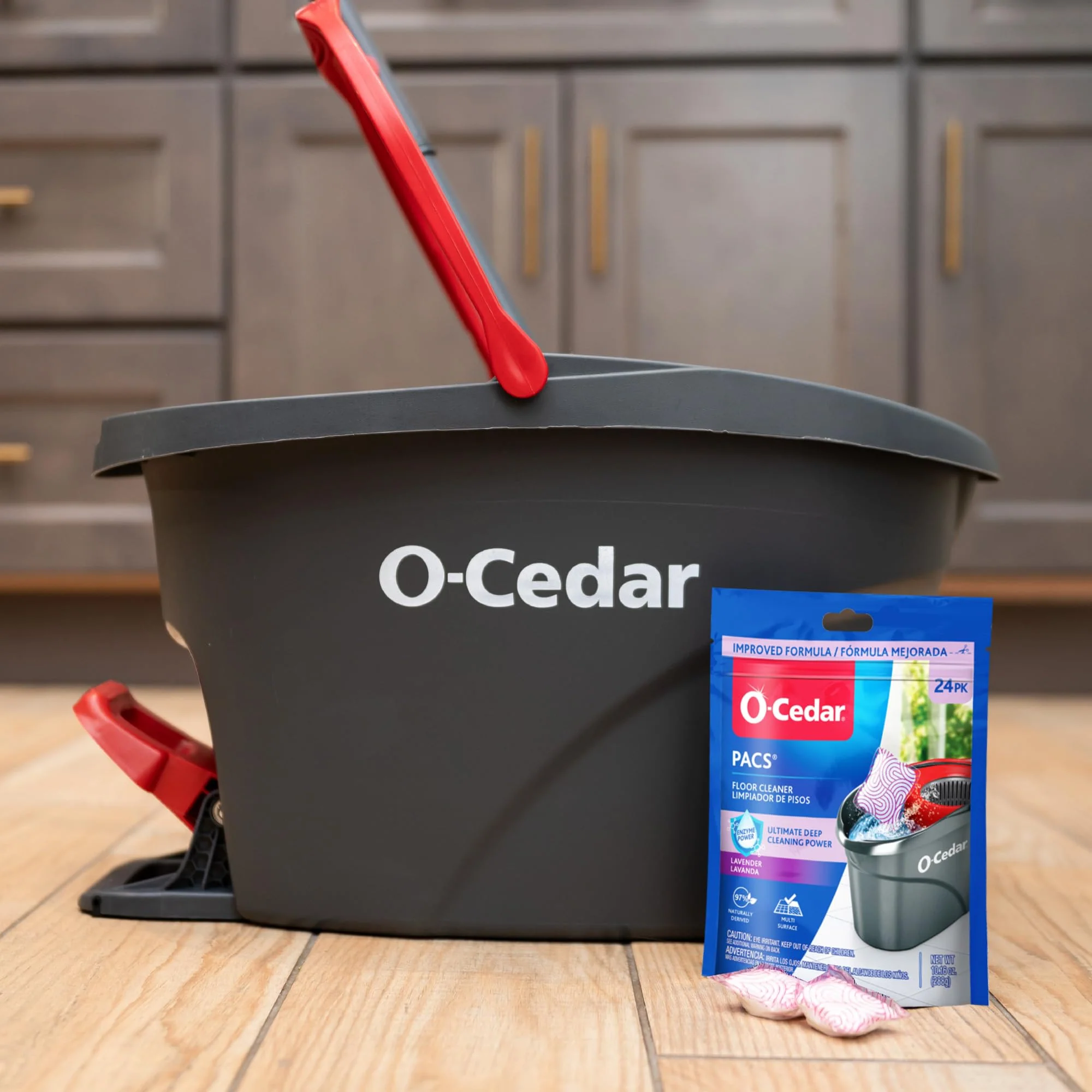 O-Cedar PACS Hard Floor Cleaner, Lavender Scent 24 Count (1-Pack) | Made with Naturally-Derived Ingredients | Safe to Use on All Hard Floors | Perfect for Mop Buckets - Image 3