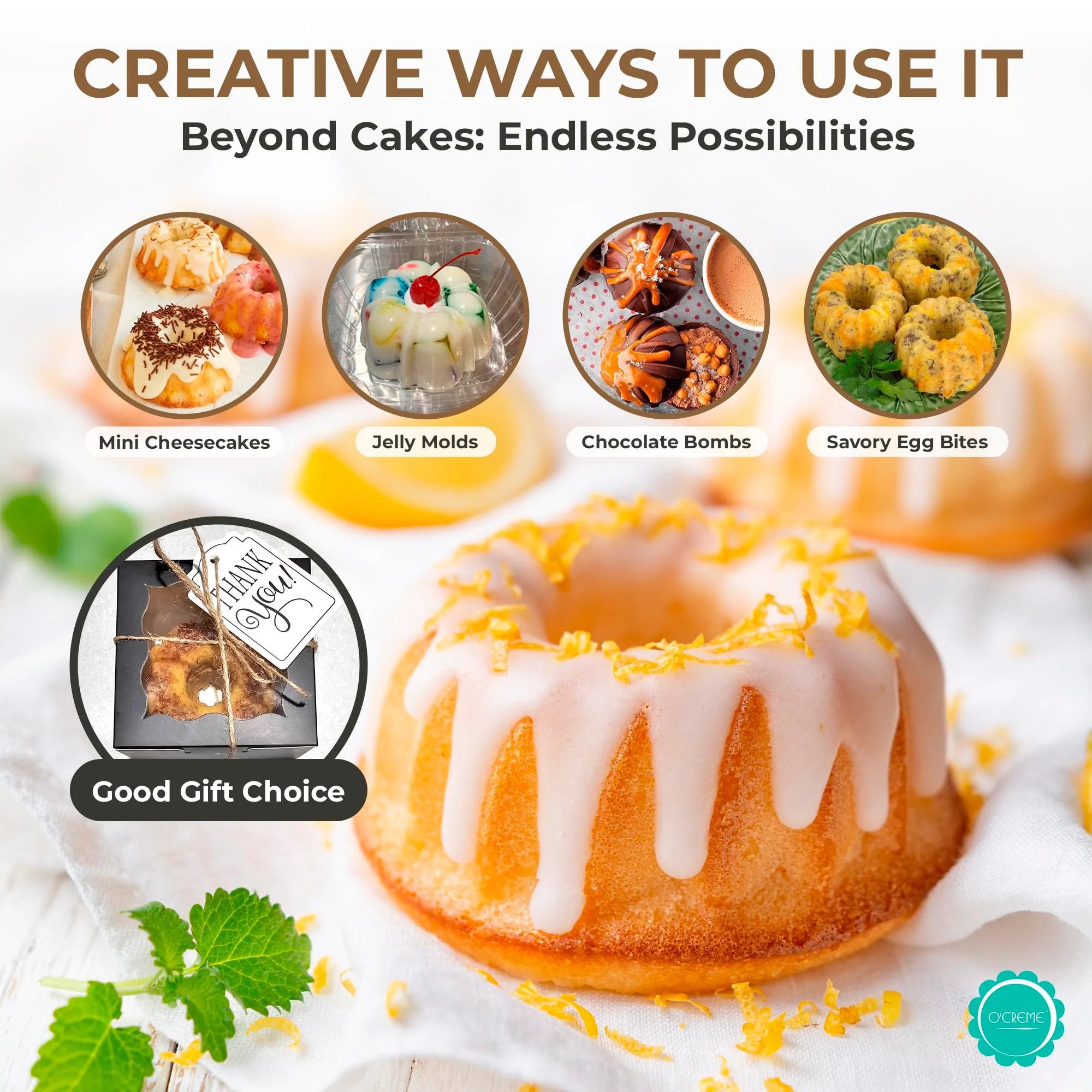 O’Creme Bakeable Plastic Mini Cake Pan with Container - Baking Pan With Non-Stick Silicone - Reusable Mold For Baking and Much More - and Clear Snap-Closure Container - 25 Cake Pans + 25 Containers - Image 9