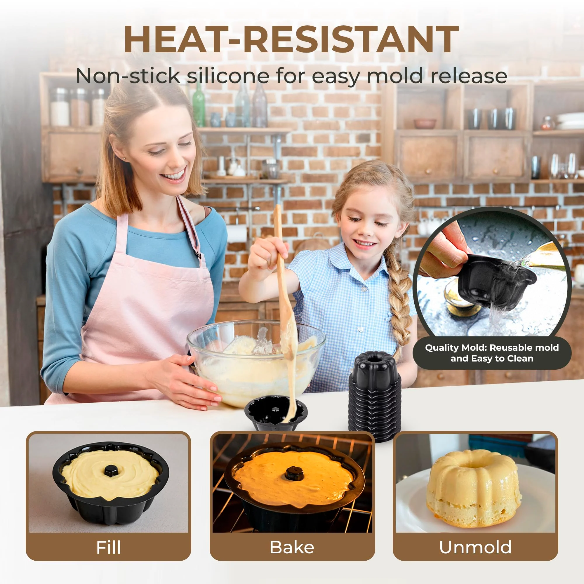 O’Creme Bakeable Plastic Mini Flan Molds Pan - Baking Pan With Non-Stick Silicone - Reusable Non-Stick baking Mini Flan Molds, Durable, Lightweight, Easy Storage for Baking and Much More - 50 QTY Pk - Image 4