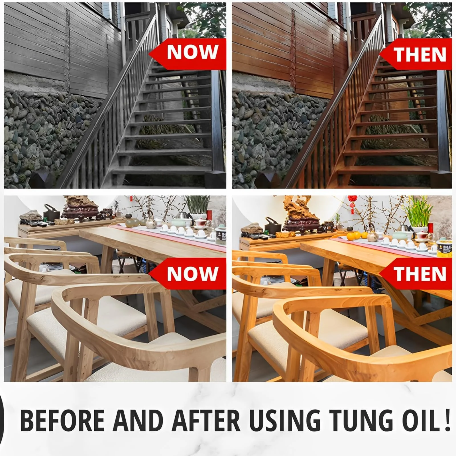 OAIEGSD 32oz 100% Pure Tung Oil for Wood Outdoor with Brush, Safe Food Grade Tung Oil for Wood Finish, Natural Waterproof Sealer Can Used on Cutting Boards, Outdoor Furniture, Butcher Blocks - Image 8