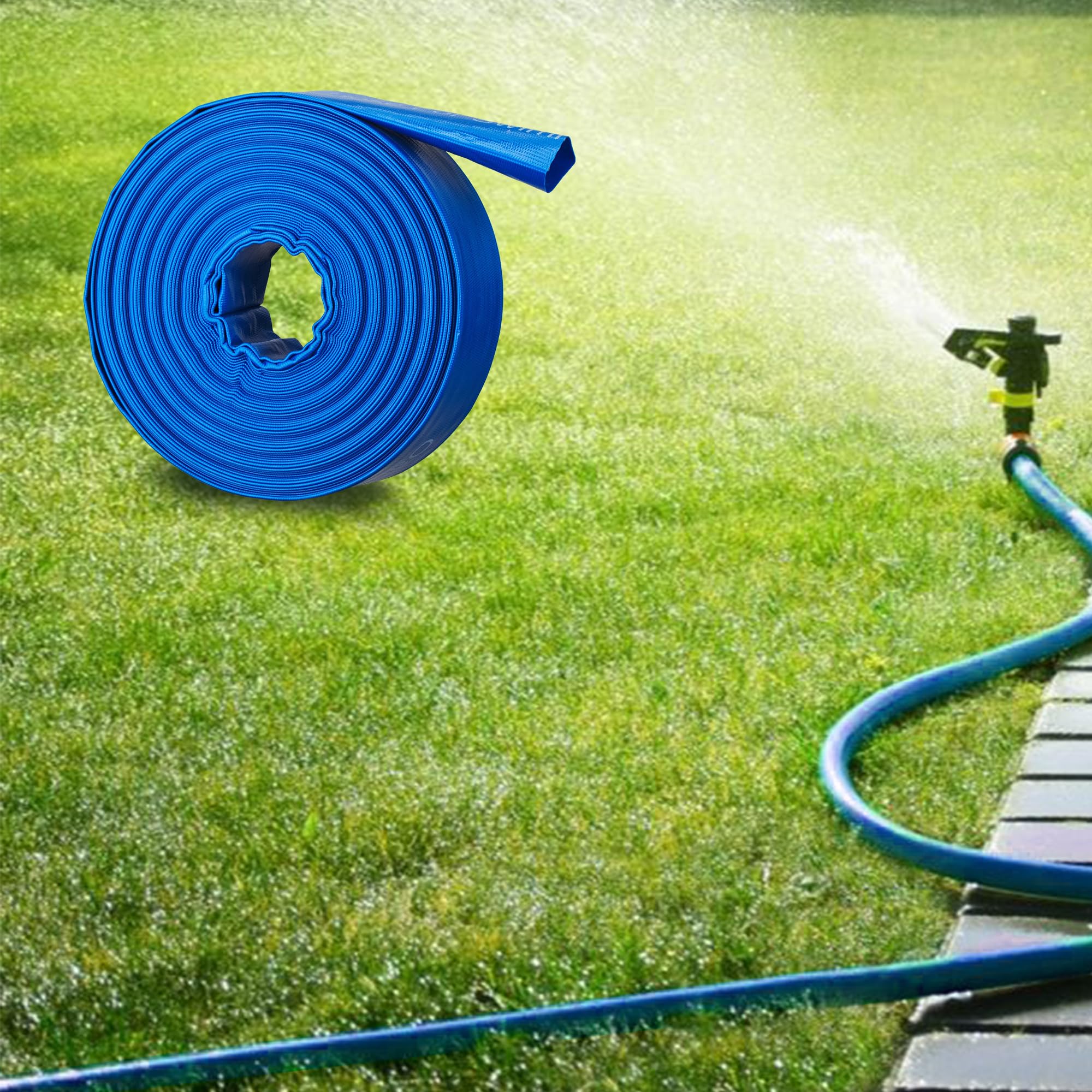 OasisTrim 2" x 100FT Pool Backwash Hose, Heavy-Duty Pool Hose, Lay Flat Discharge Hose, Durable Burst Resistant, Pool Filter Pump Water Drainage, Sump Pump Discharge, with 2 Clamps - Image 2
