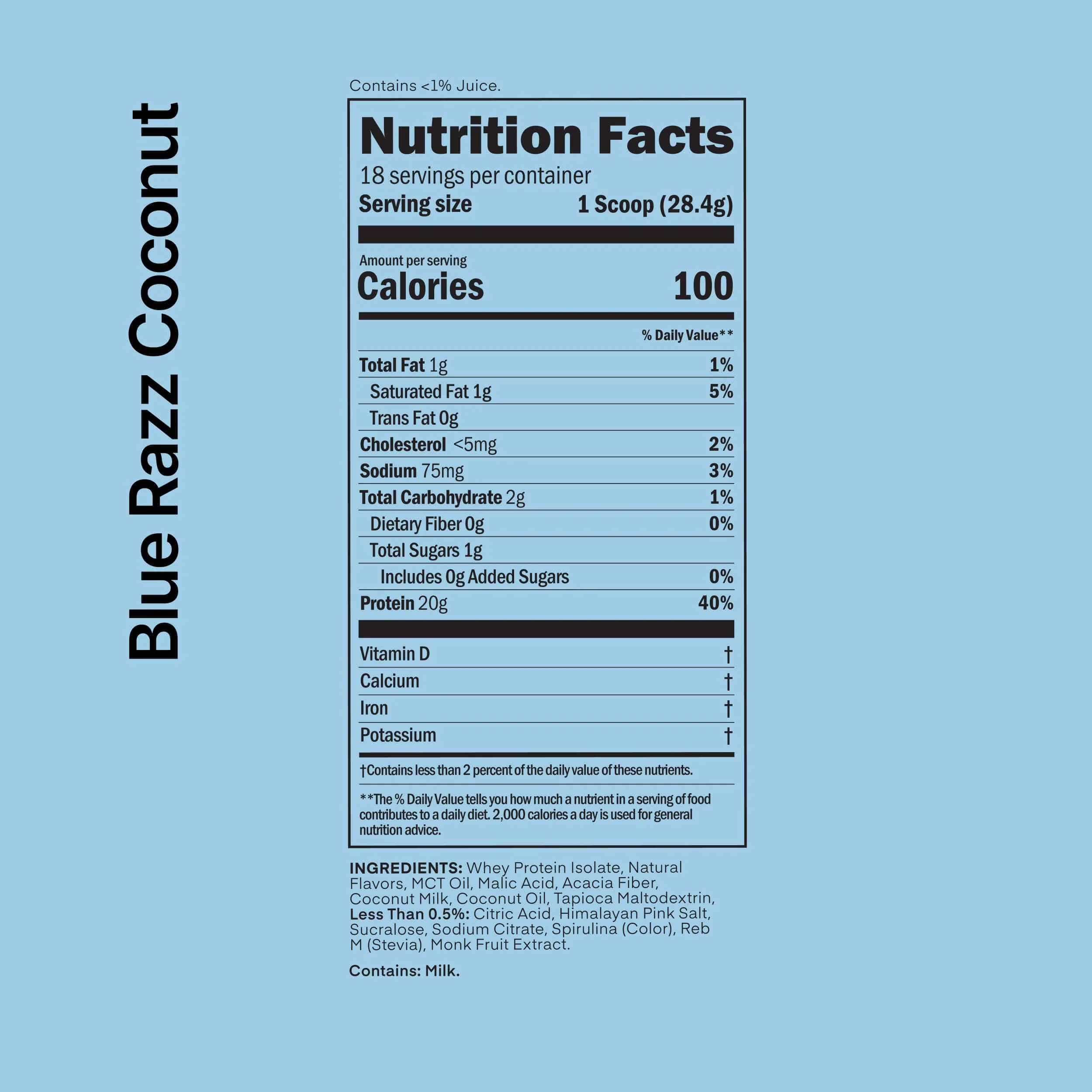 Oath Nutrition Clear Whey Isolate Protein Powder, Blue Razz Coconut, 20g Complete Protein per Serving, No Added Sugar, Grass-Fed, 18 Servings - Image 2