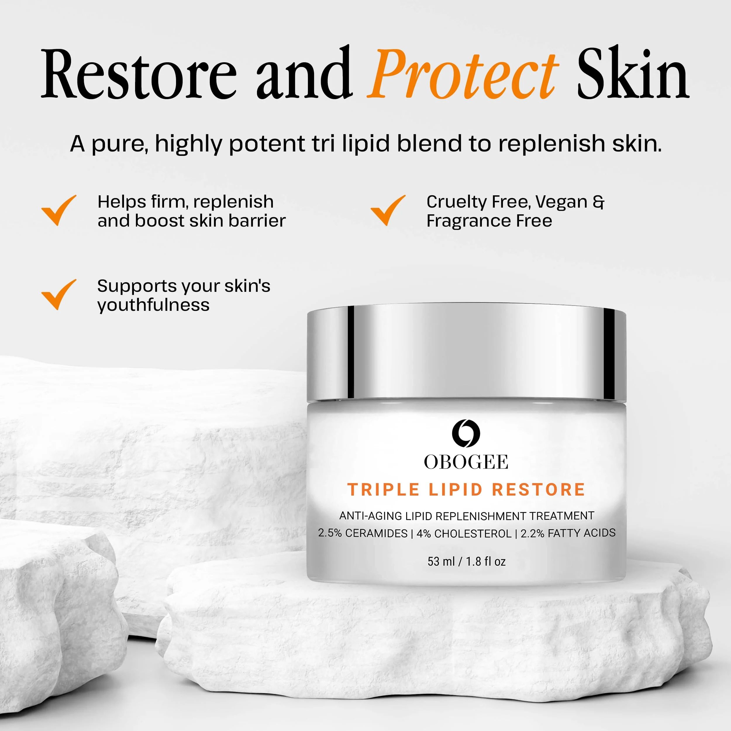 OBOGEE Triple Lipid-Peptide Cream: Enriched with Lipids, Ceramides, Peptides, Hyaluronic Acid, and Fatty Acid for Firming, Anti-Aging and Plumping Face Moisturizer (53 ml /1.8 fl oz) - Image 5