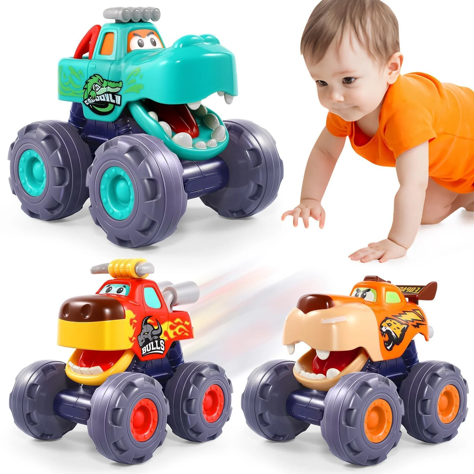 OCATO Car Toys for 1 Year Old Boy Gifts, Pull Back Monster Truck Toy Cars for Toddlers 1-3, 1 2 3 One Year Old Boy Birthday Gift 1st Vehicles Kids Stocking Stuffers Toddler Baby Boys Toys 12-18 Months - Image 2