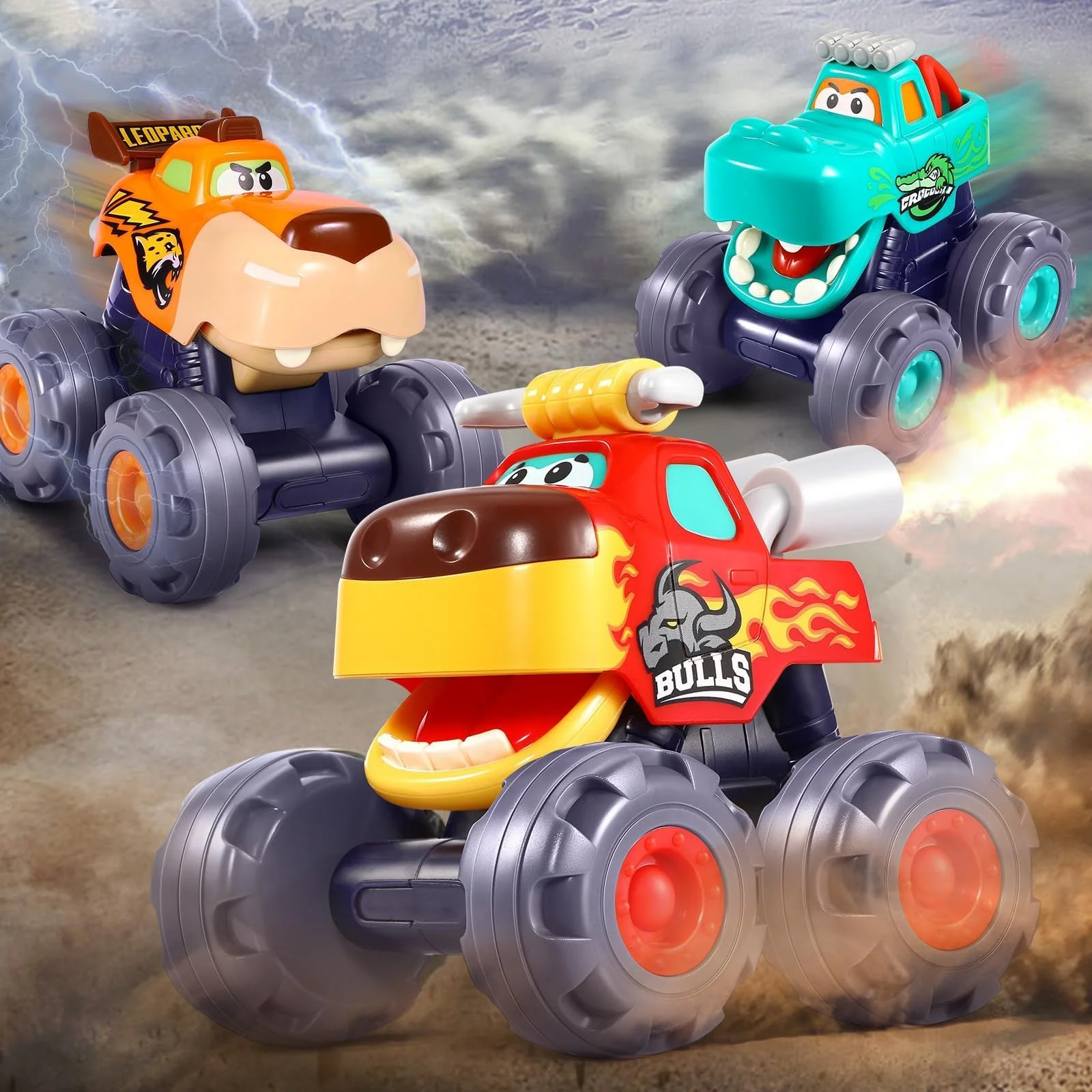 OCATO Car Toys for 1 Year Old Boy Gifts, Pull Back Monster Truck Toy Cars for Toddlers 1-3, 1 2 3 One Year Old Boy Birthday Gift 1st Vehicles Kids Stocking Stuffers Toddler Baby Boys Toys 12-18 Months - Image 3