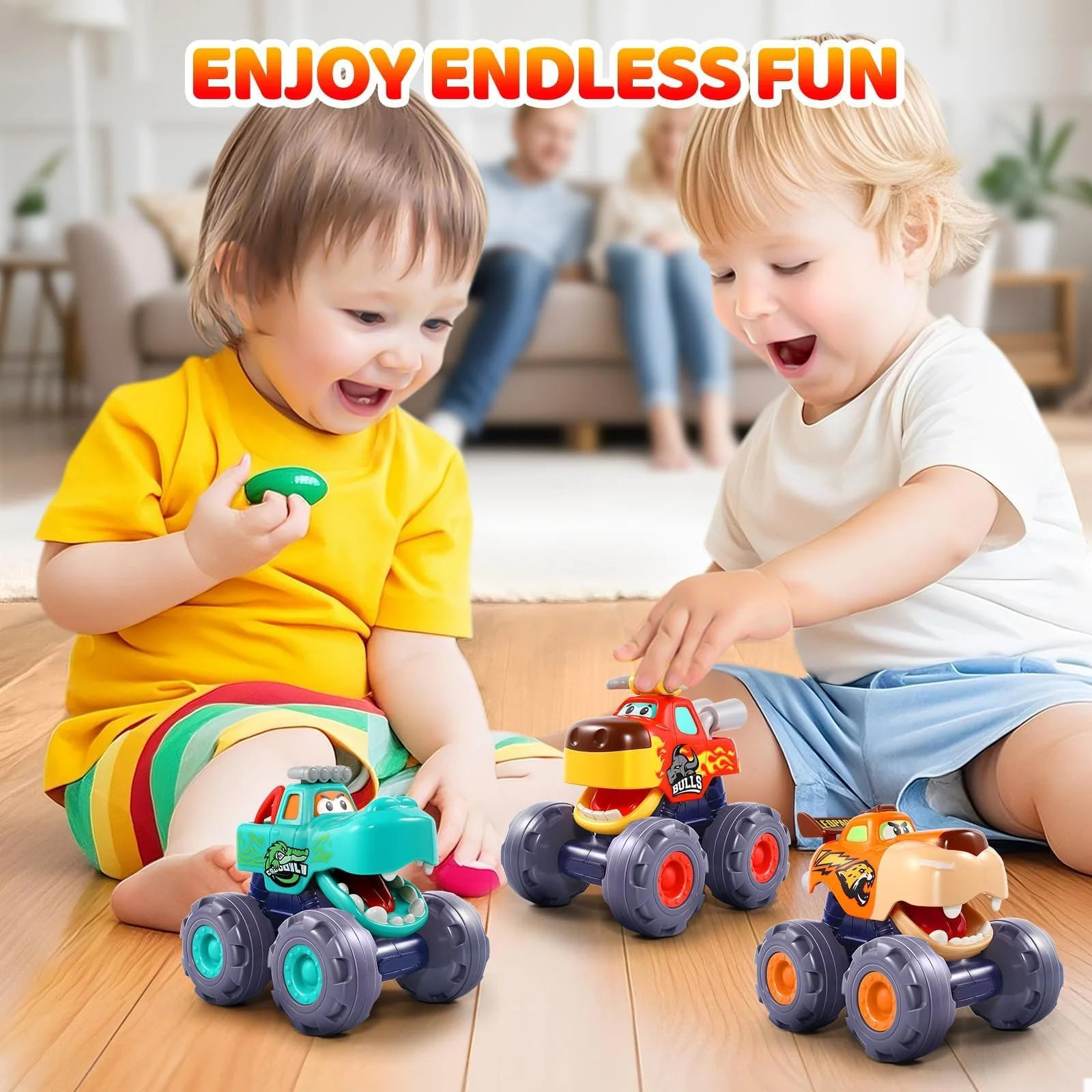 OCATO Car Toys for 1 Year Old Boy Gifts, Pull Back Monster Truck Toy Cars for Toddlers 1-3, 1 2 3 One Year Old Boy Birthday Gift 1st Vehicles Kids Stocking Stuffers Toddler Baby Boys Toys 12-18 Months - Image 5