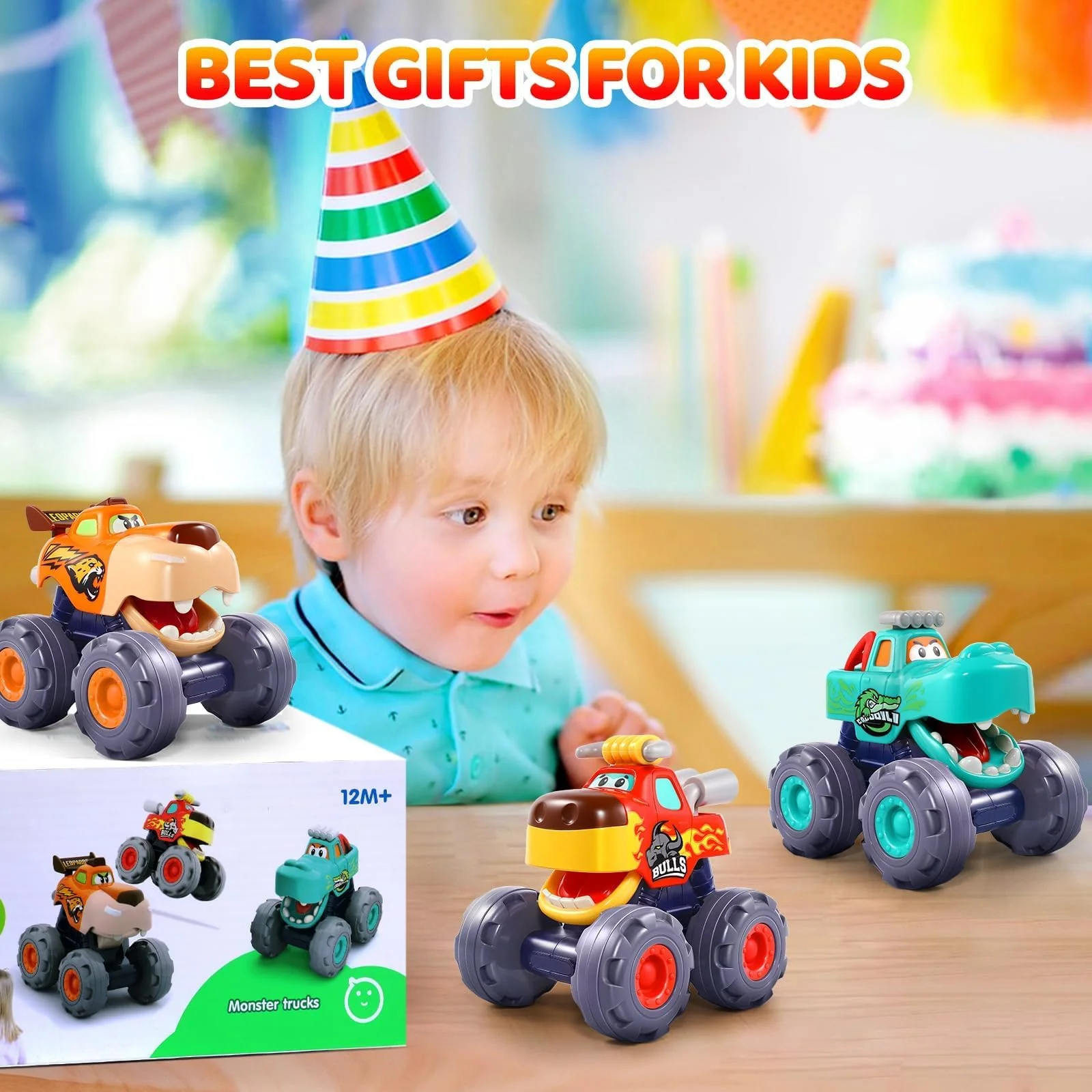 OCATO Car Toys for 1 Year Old Boy Gifts, Pull Back Monster Truck Toy Cars for Toddlers 1-3, 1 2 3 One Year Old Boy Birthday Gift 1st Vehicles Kids Stocking Stuffers Toddler Baby Boys Toys 12-18 Months - Image 6