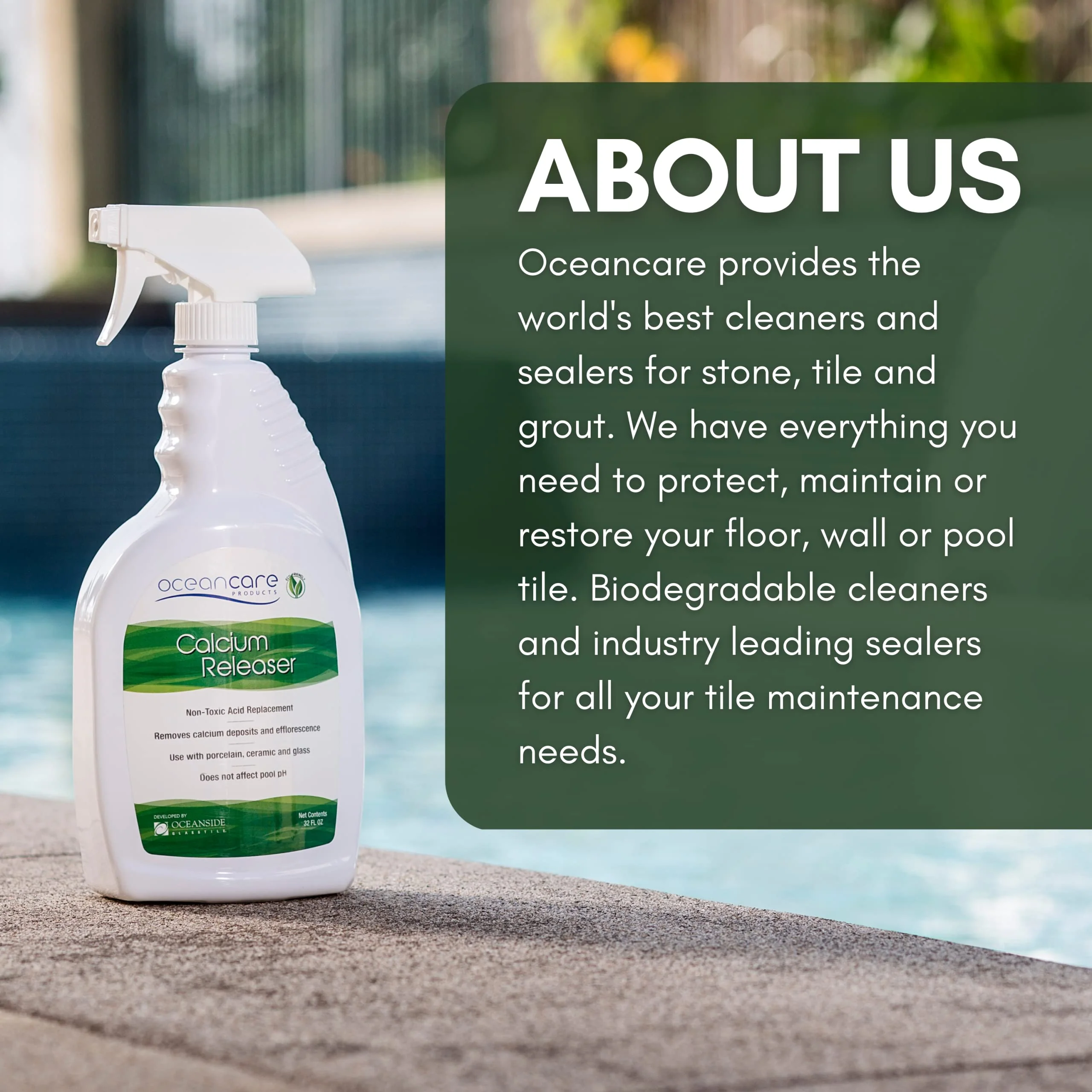 OCEANCARE Products - Calcium Releaser - Quart Trigger Spray, 32 FL OZ - Pool Tile Cleaner Calcium Remover, Safe on Glass, Porcelain, and Ceramic Surfaces - Calcium Cleaner - Tile and Grout Cleaner - Image 3