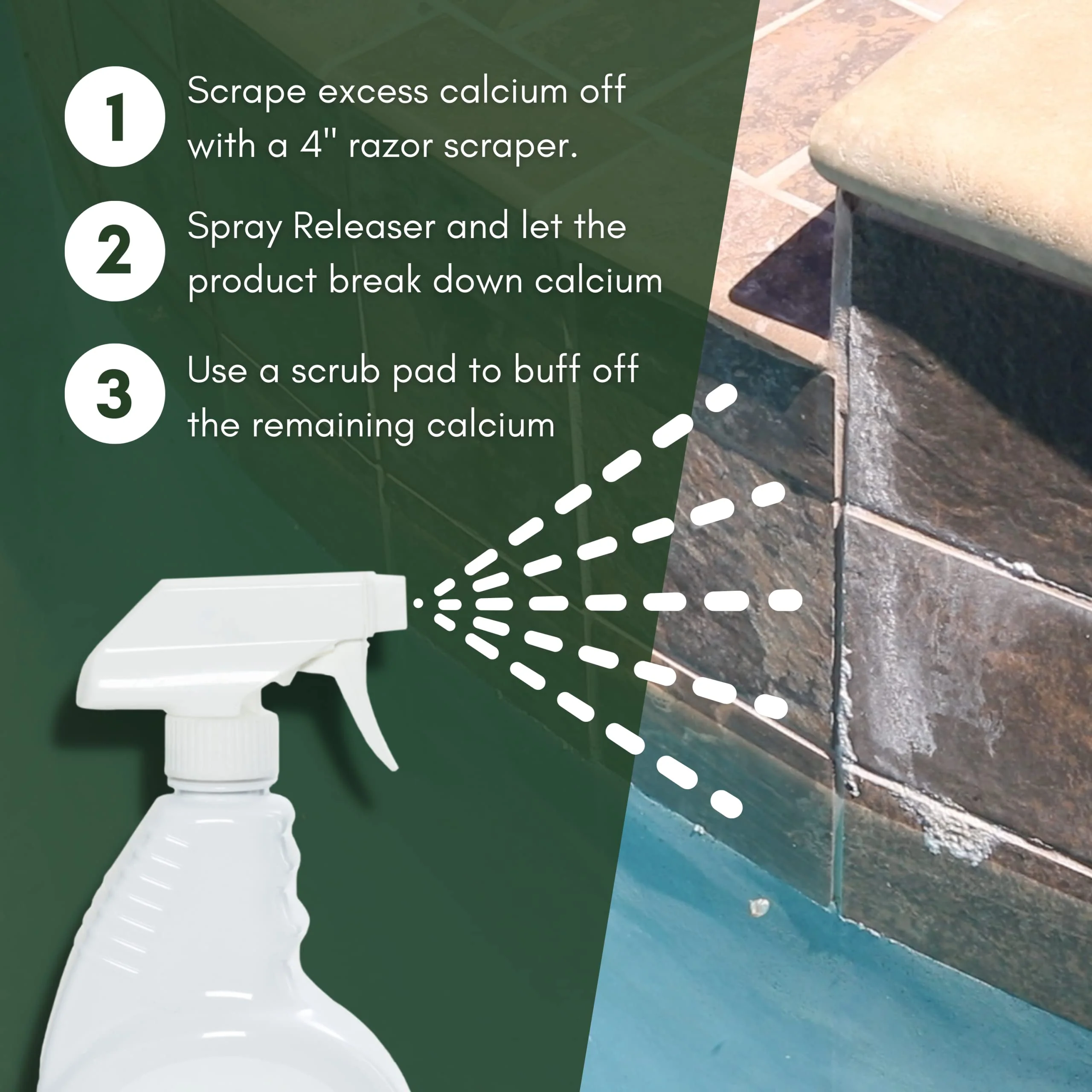 OCEANCARE Products - Calcium Releaser - Quart Trigger Spray, 32 FL OZ - Pool Tile Cleaner Calcium Remover, Safe on Glass, Porcelain, and Ceramic Surfaces - Calcium Cleaner - Tile and Grout Cleaner - Image 5