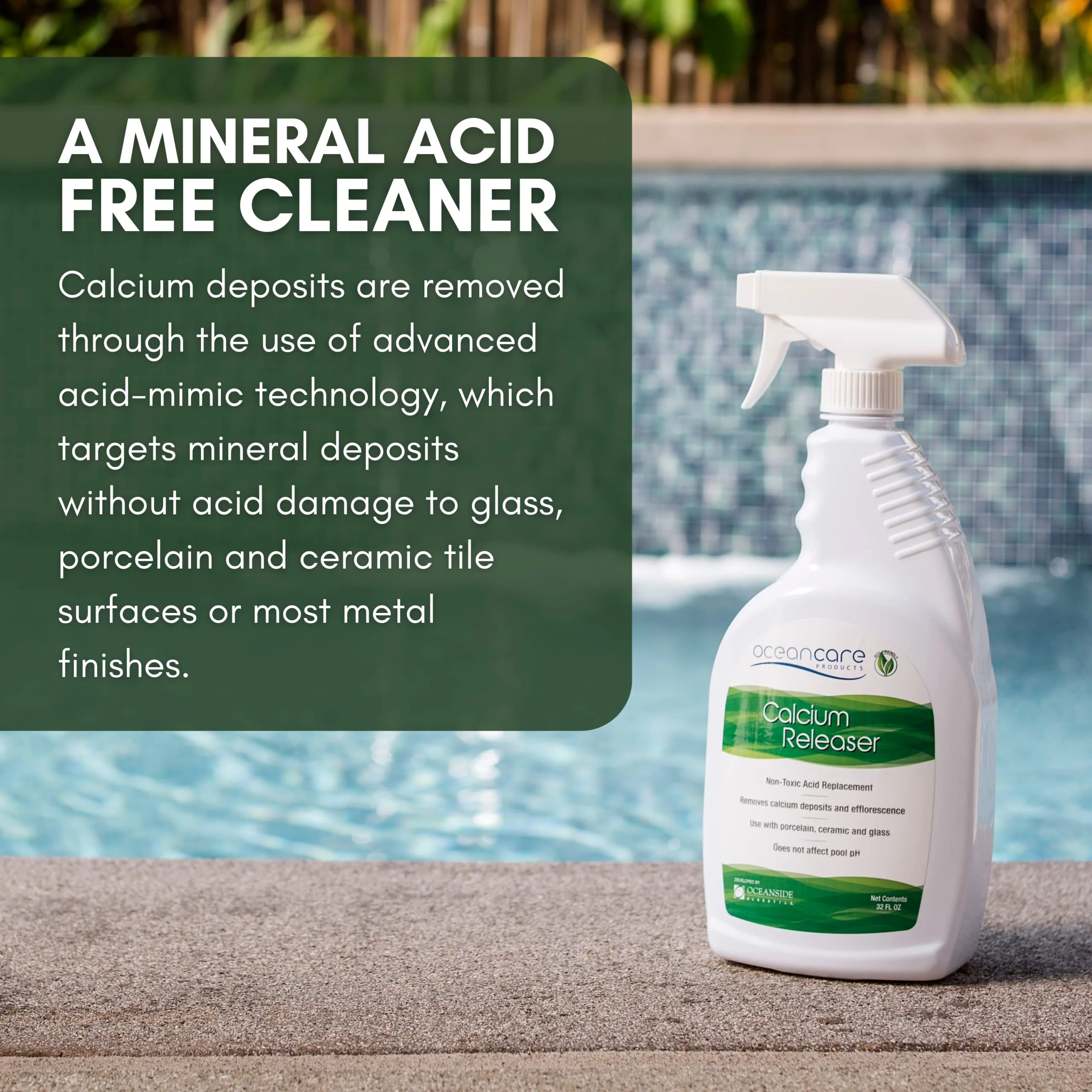 OCEANCARE Products - Calcium Releaser - Quart Trigger Spray, 32 FL OZ - Pool Tile Cleaner Calcium Remover, Safe on Glass, Porcelain, and Ceramic Surfaces - Calcium Cleaner - Tile and Grout Cleaner - Image 7