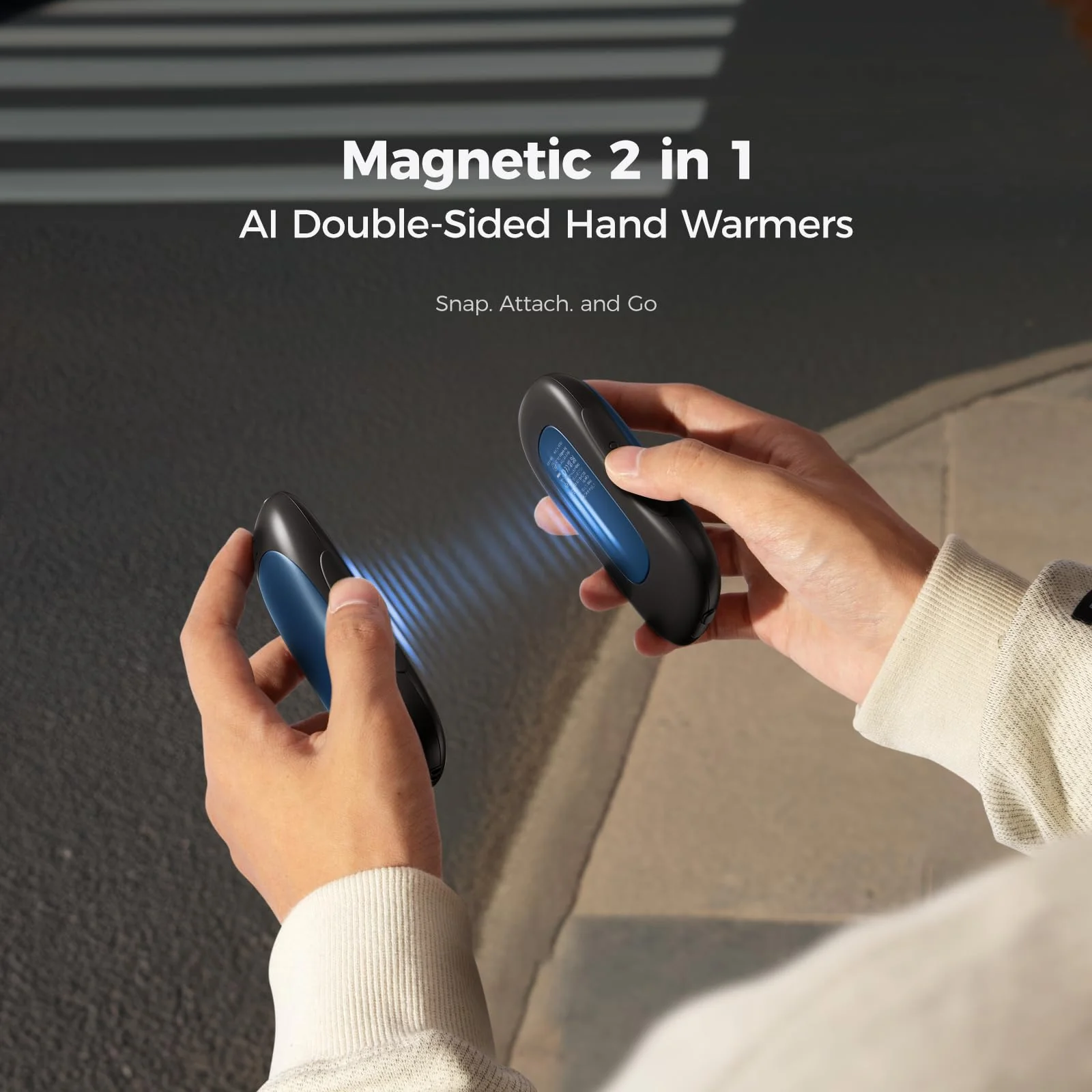 OCOOPA AI Smart Magnetic Double-Sided Heating Hand Warmers Rechargeable 2 Pack,10000mAh Electric Heater, Larger Warming Surface, 4 Heat Levels, Max 136°F, Men Gifts for Christmas,UT3 PRO