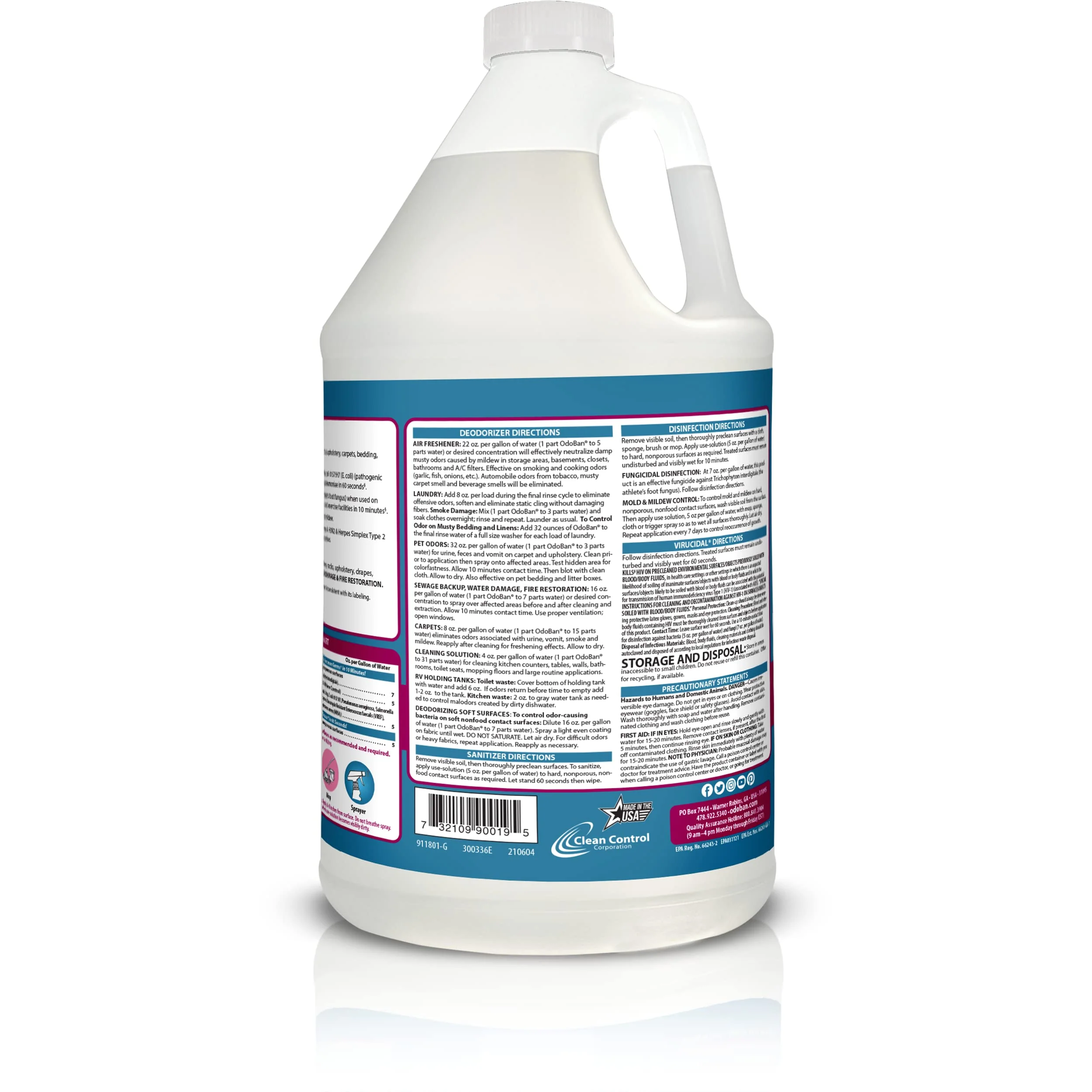 OdoBan Disinfectant Concentrate and Odor Eliminator, Made in the USA, Cotton Breeze Scent, 2 Gallons - Image 8