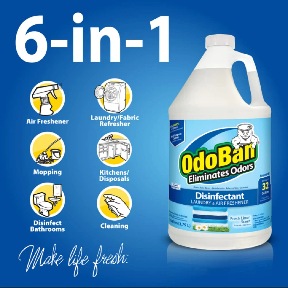OdoBan Disinfectant Concentrate and Odor Eliminator, Made in the USA, Fresh Linen Scent, 2 Gallons - Image 7