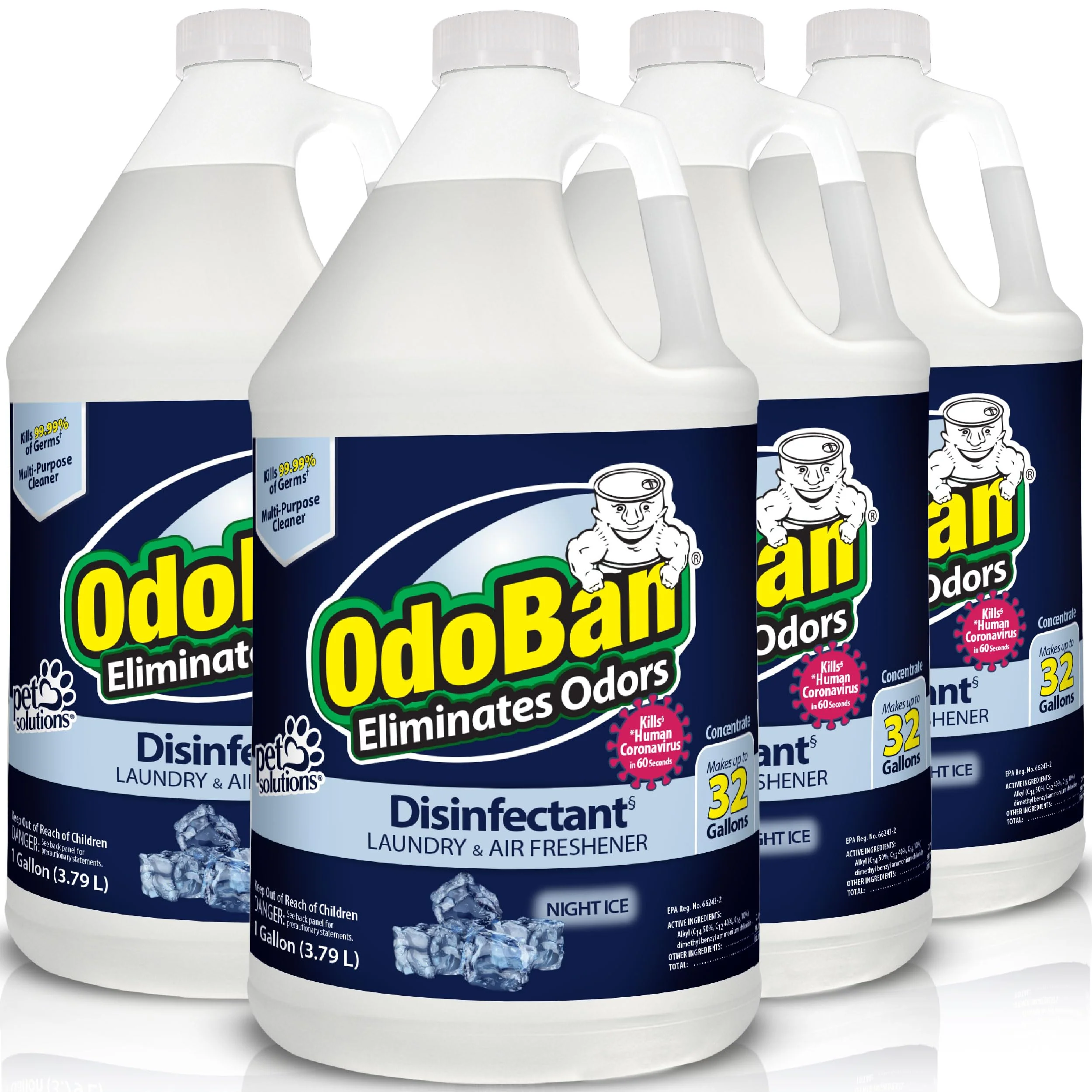 OdoBan Disinfectant Concentrate and Odor Eliminator, Made in the USA, Night Ice Scent, 4 Gallons