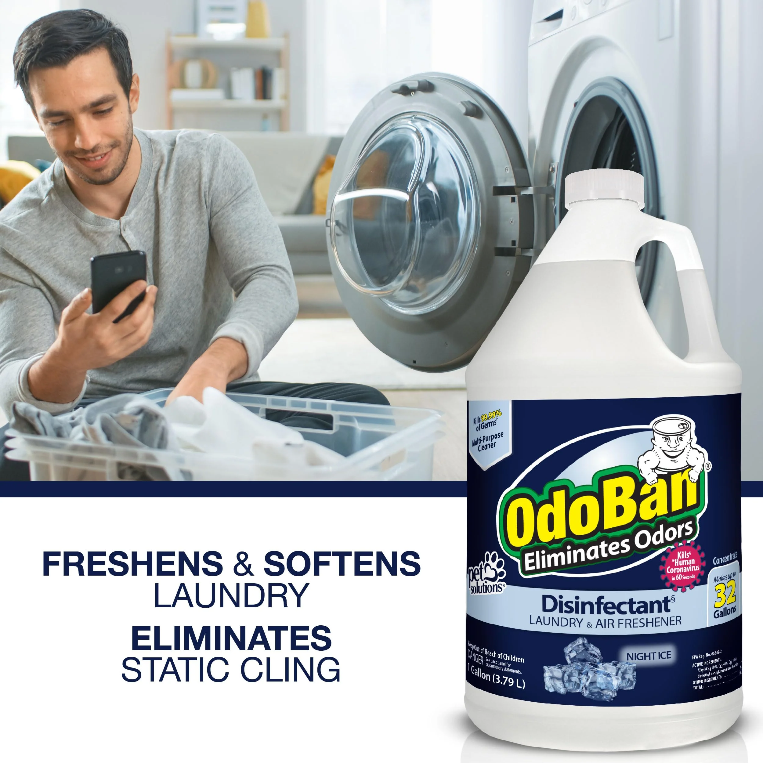 OdoBan Disinfectant Concentrate and Odor Eliminator, Made in the USA, Night Ice Scent, 4 Gallons - Image 5