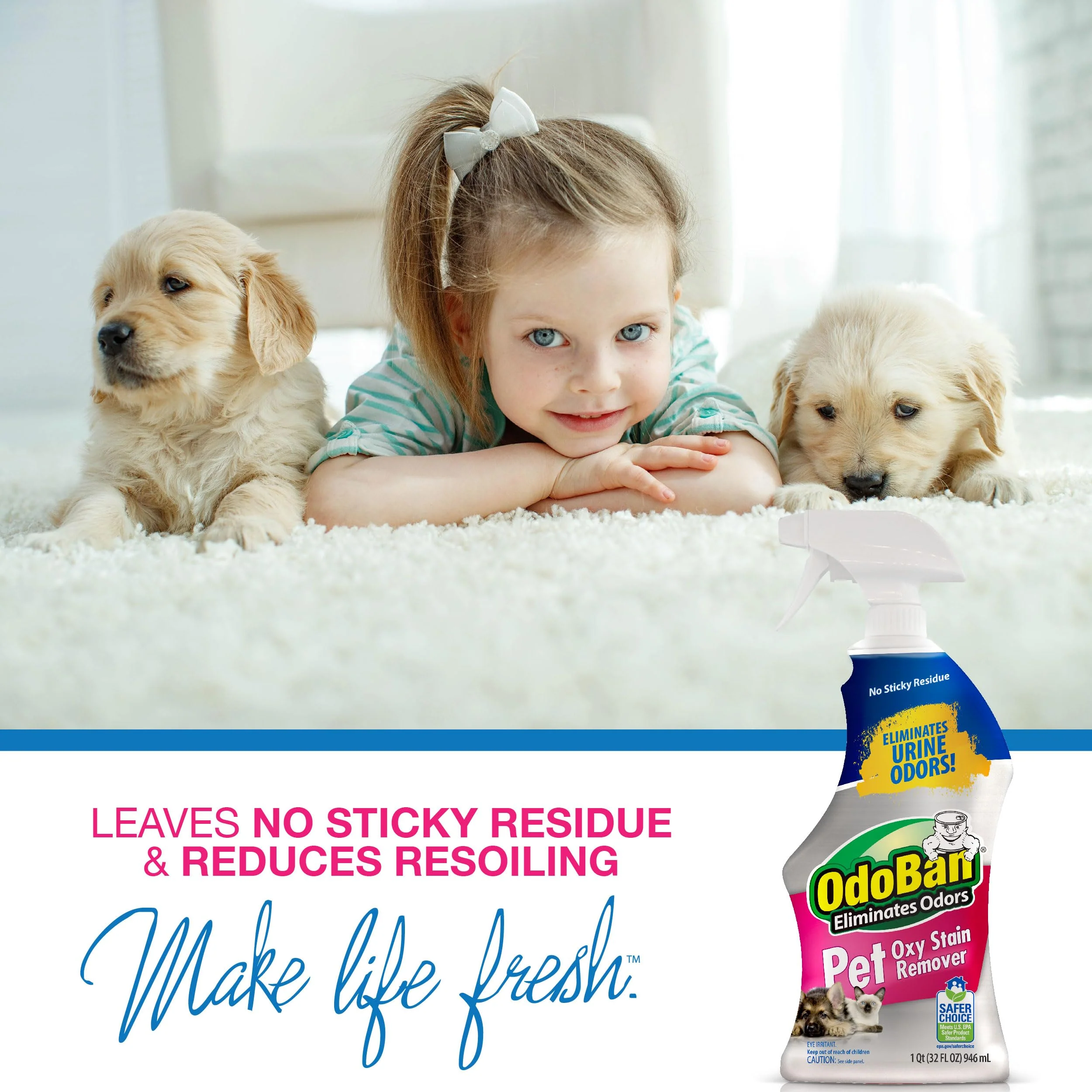 OdoBan Pet Solutions No Rinse Neutral pH Floor Cleaner Concentrate, Made in the USA, 1 Gallon, and Oxy Stain Remover, 32 Ounce Spray - Image 3