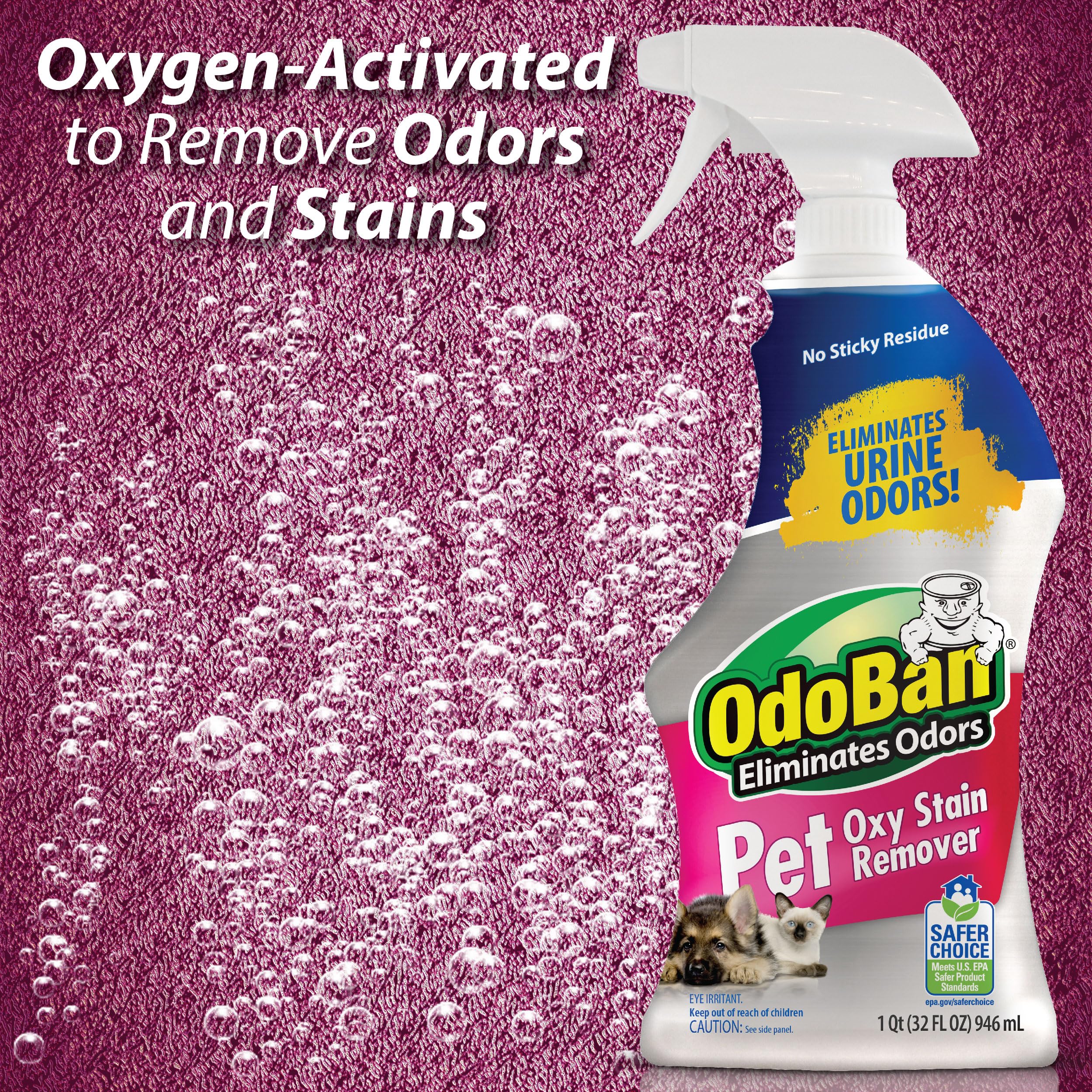 OdoBan Pet Solutions No Rinse Neutral pH Floor Cleaner Concentrate, Made in the USA, 1 Gallon, and Oxy Stain Remover, 32 Ounce Spray - Image 4