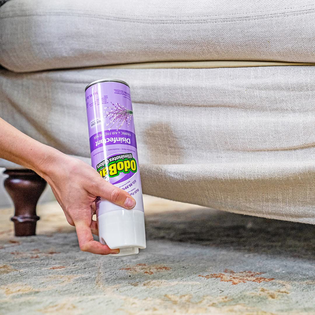 OdoBan Ready-to-Use Disinfectant and Harsh Aroma Eliminator, Cleaner and Fabric/Air Freshener, Set of 2, 14.6 Ounce 360-Degree Continuous Spray and 32 Ounce Trigger Spray, Lavender Scent - Image 6