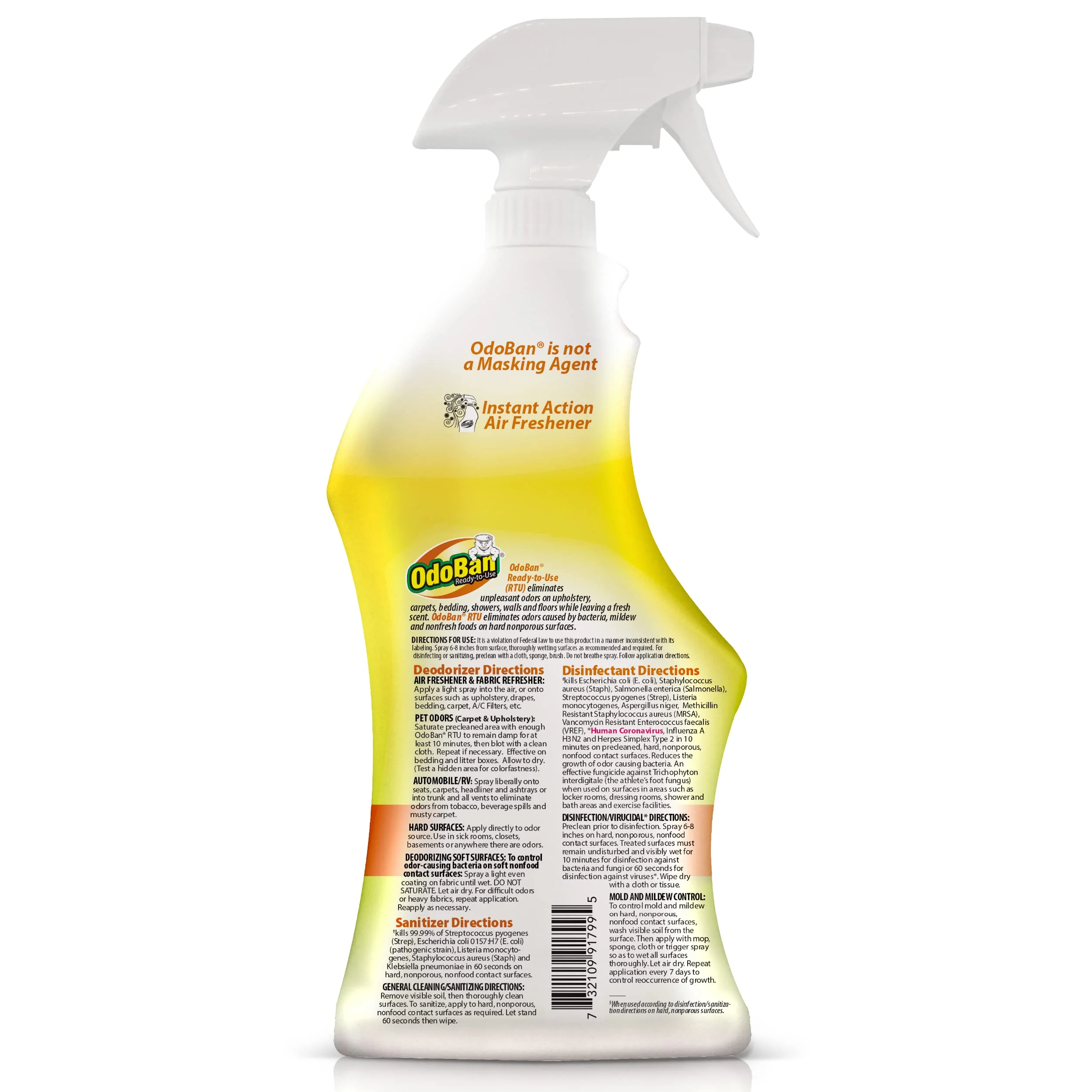 OdoBan Ready-to-Use Disinfectant and Odor Eliminator, Set of 4 Spray Bottles, 32 Ounces Each, Citrus Scent - Image 5