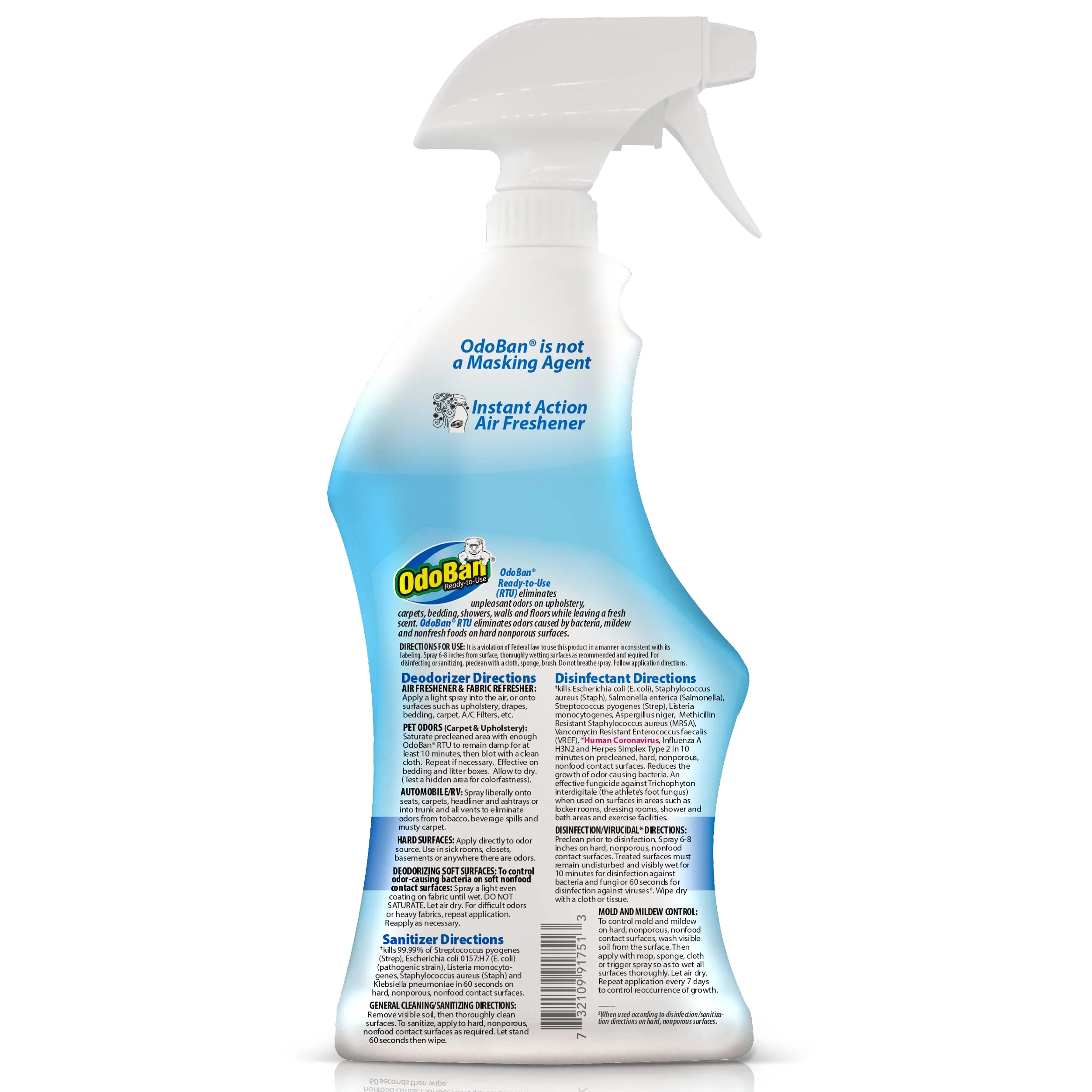 OdoBan Ready-to-Use Disinfectant and Odor Eliminator, Set of 4 Spray Bottles, 32 Ounces Each, Fresh Linen Scent - Image 4