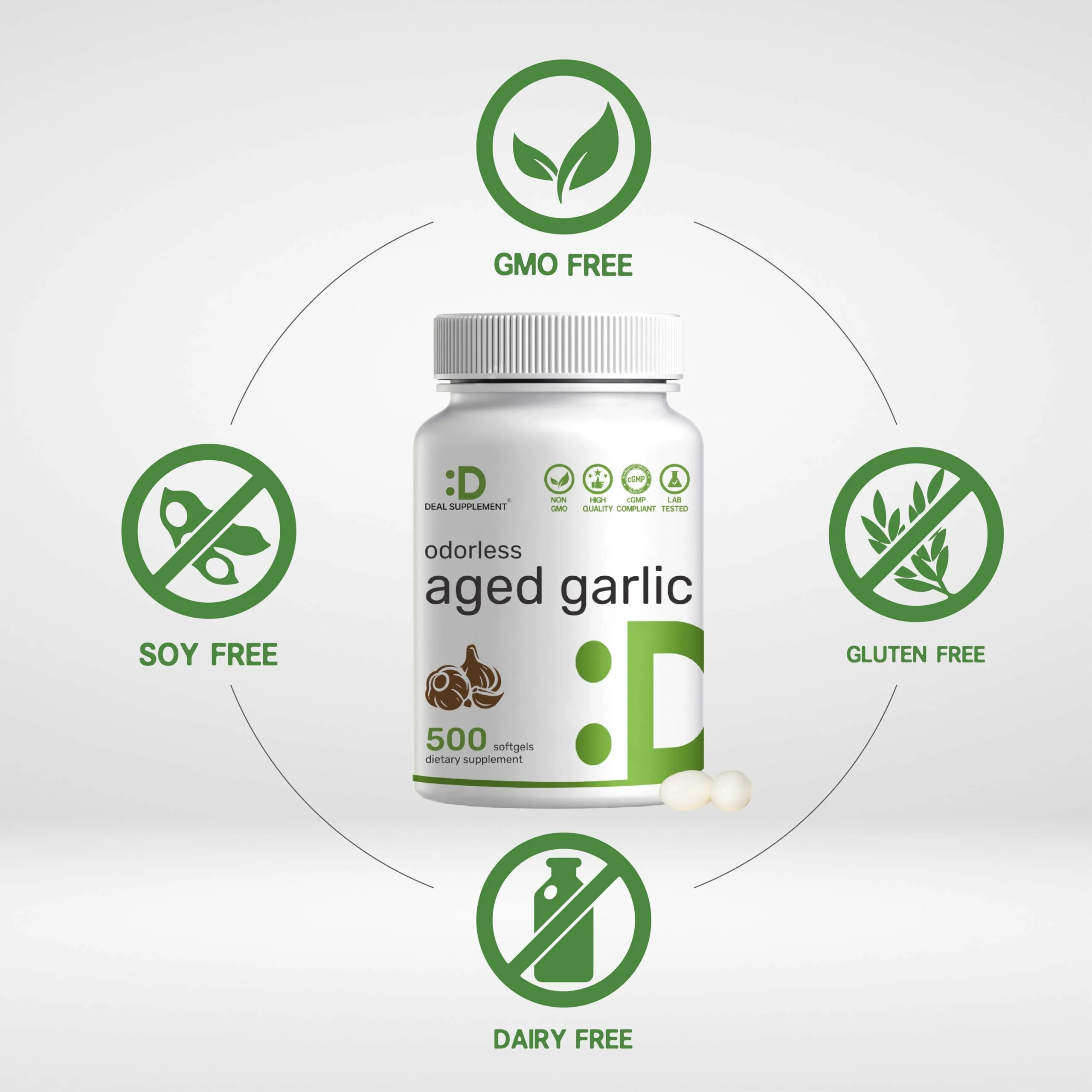 Odorless Aged Garlic, 500 Softgels – Enhanced with MCT Oil - Fresh Allium Sativum Bulb Source – 2-Years Aged Garlic Extract – Non-GMO, cGMP Manufactured - Image 6