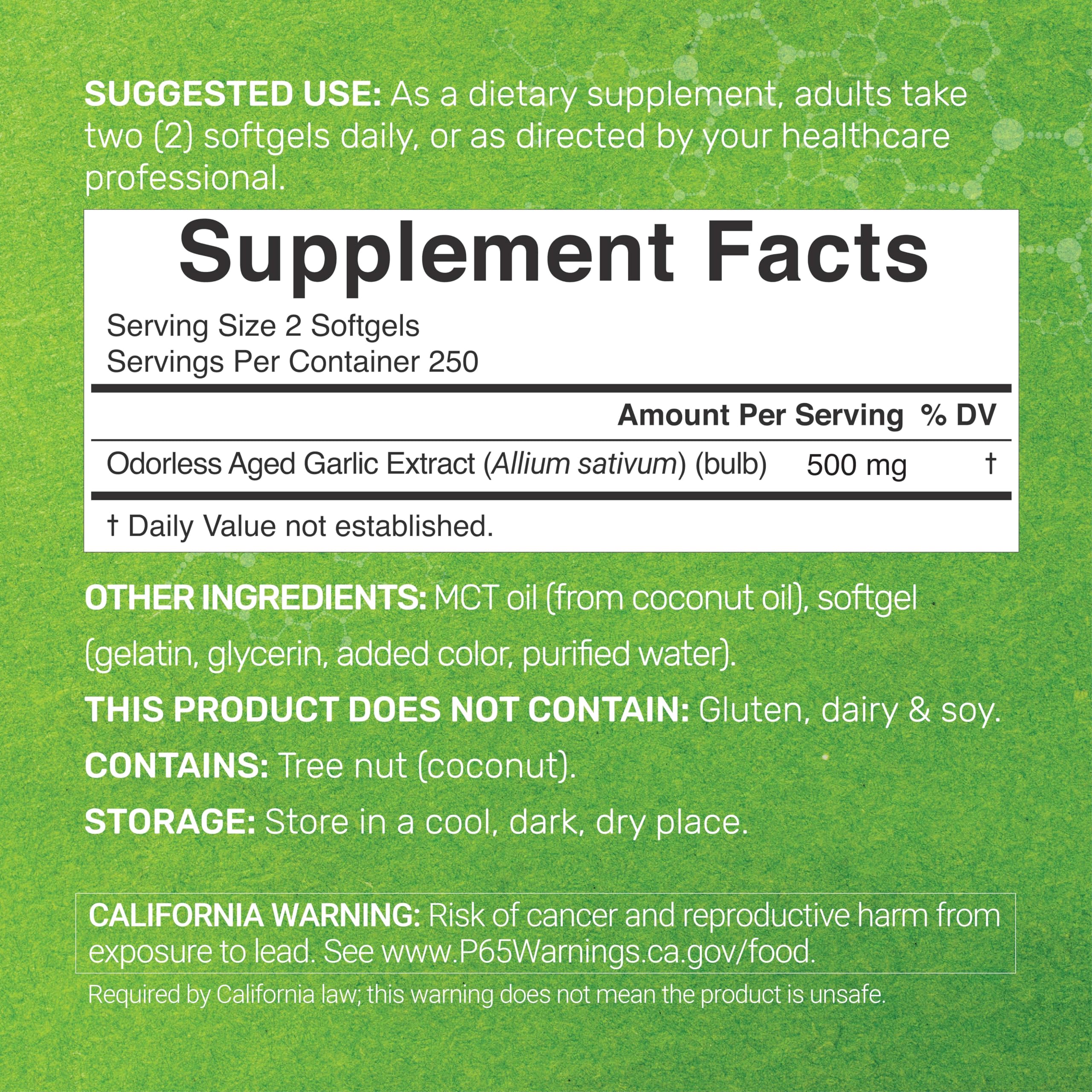 Odorless Aged Garlic, 500 Softgels – Enhanced with MCT Oil - Fresh Allium Sativum Bulb Source – 2-Years Aged Garlic Extract – Non-GMO, cGMP Manufactured - Image 7