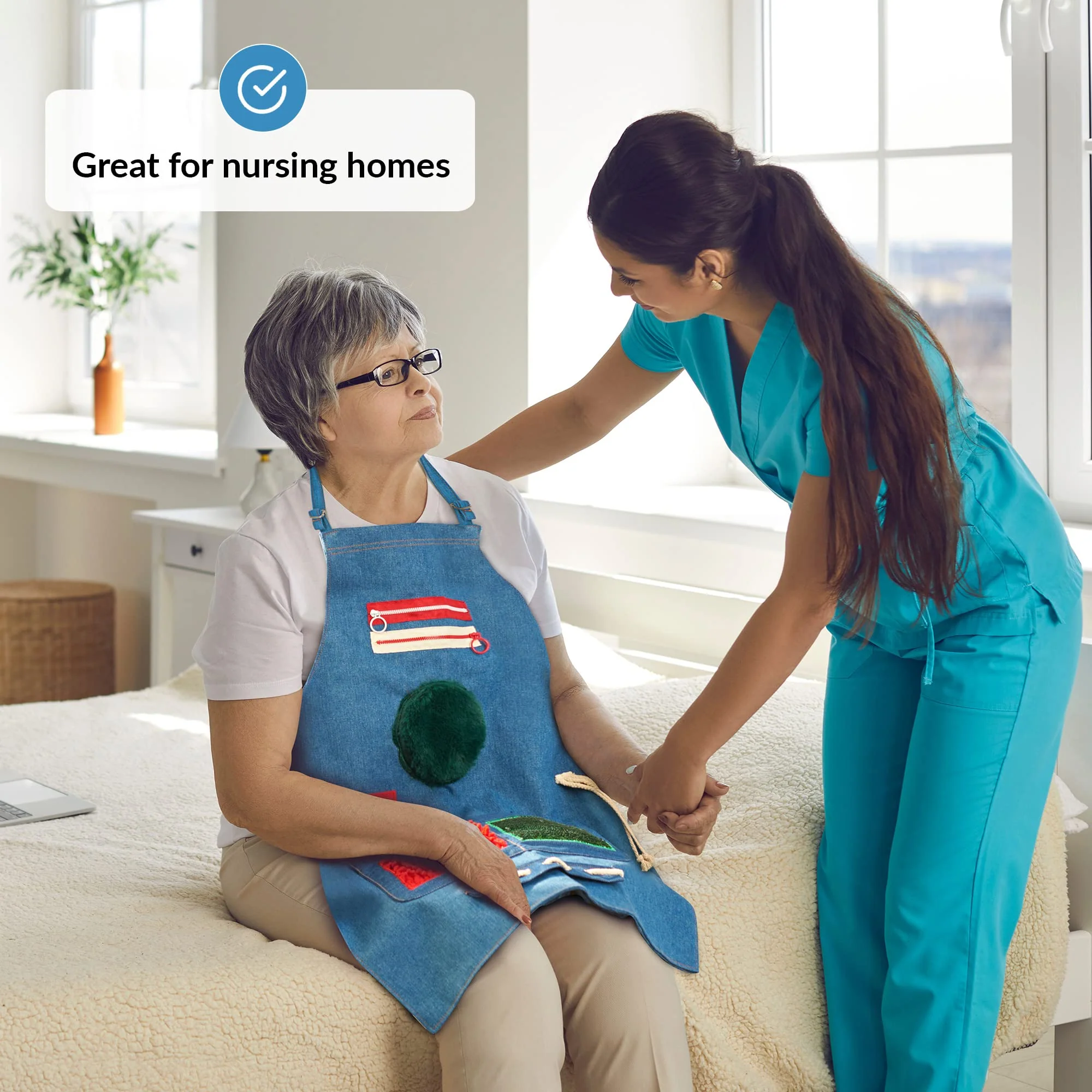 ODOXIA Fidget Apron for Elderly | Fidget Blanket for Dementia | Dementia Products for Elderly | Gift and Activities for Seniors with Alzheimer’s | Sensory Toys - Image 4