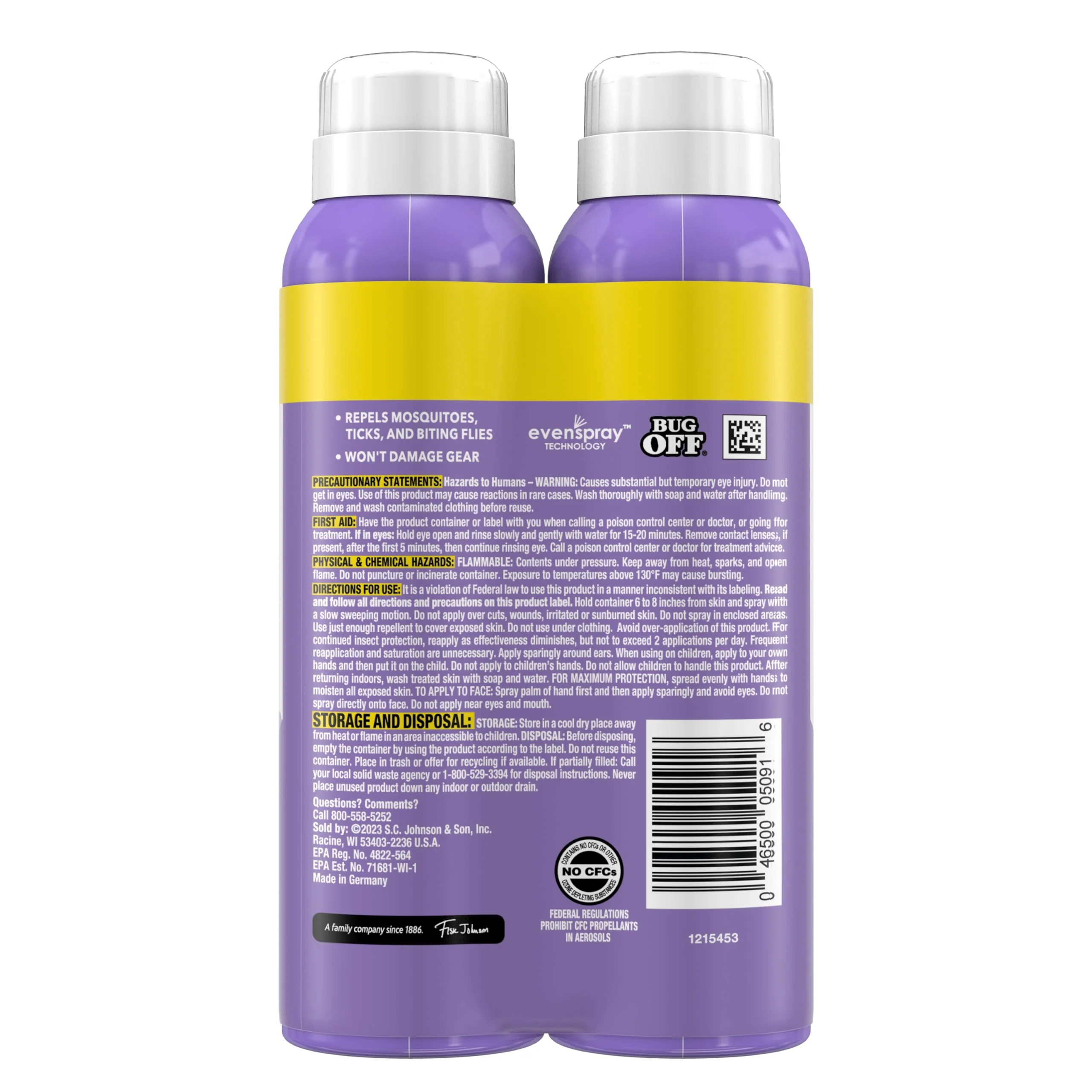 Off! Clean Feel Insect Repellent Aerosol with 20% Picaridin - Long-Lasting DEET-Free Protection from Mosquitoes, Fragrance-Free Pest Control for Ticks & Flies, Camping, Bug Spray - 5 oz (Pack of 2) - Image 8