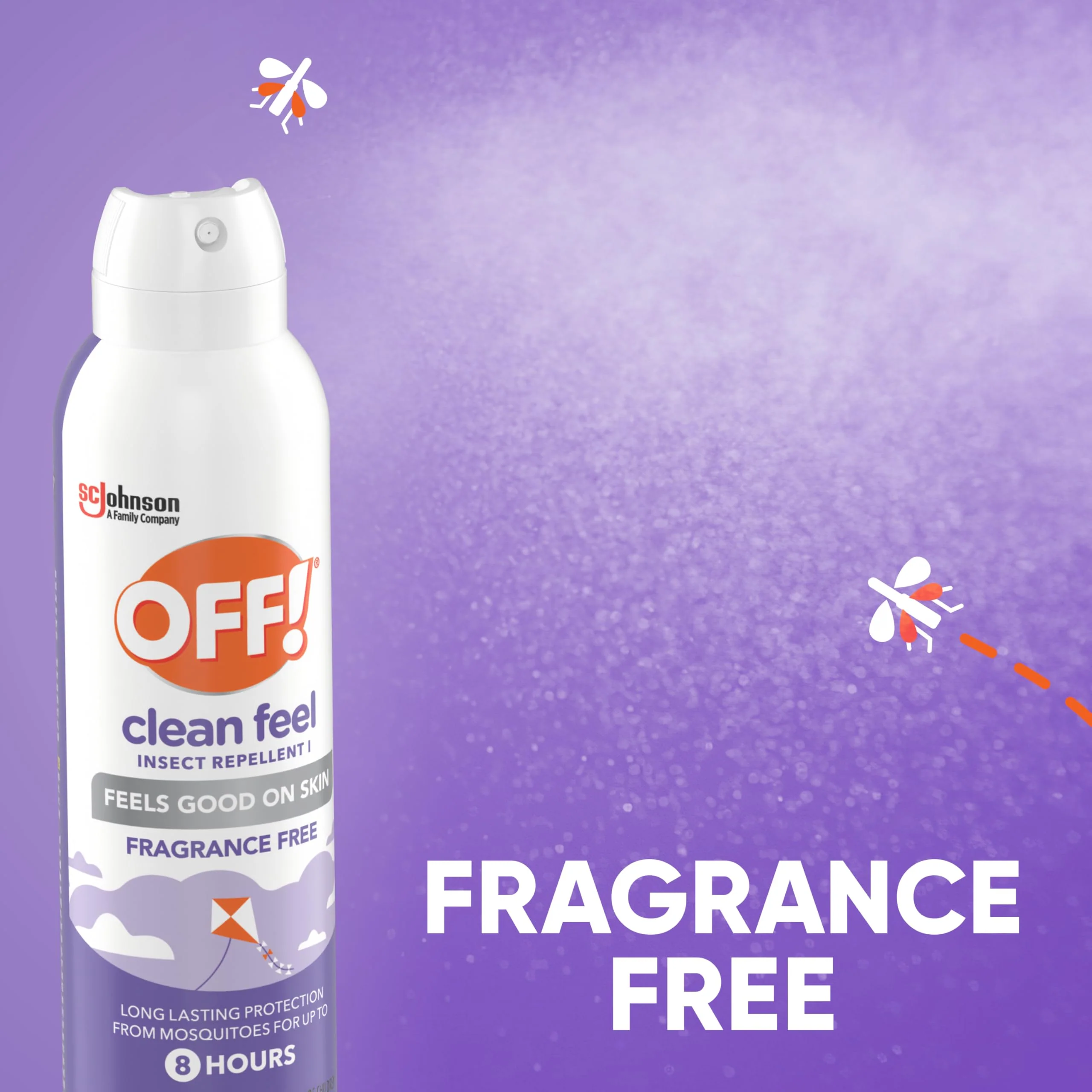 Off! Clean Feel Insect Repellent Aerosol with 20% Picaridin - Long-Lasting DEET-Free Protection from Mosquitoes, Fragrance-Free Pest Control for Ticks & Flies, Camping, Bug Spray - 5 oz (Pack of 2) - Image 2