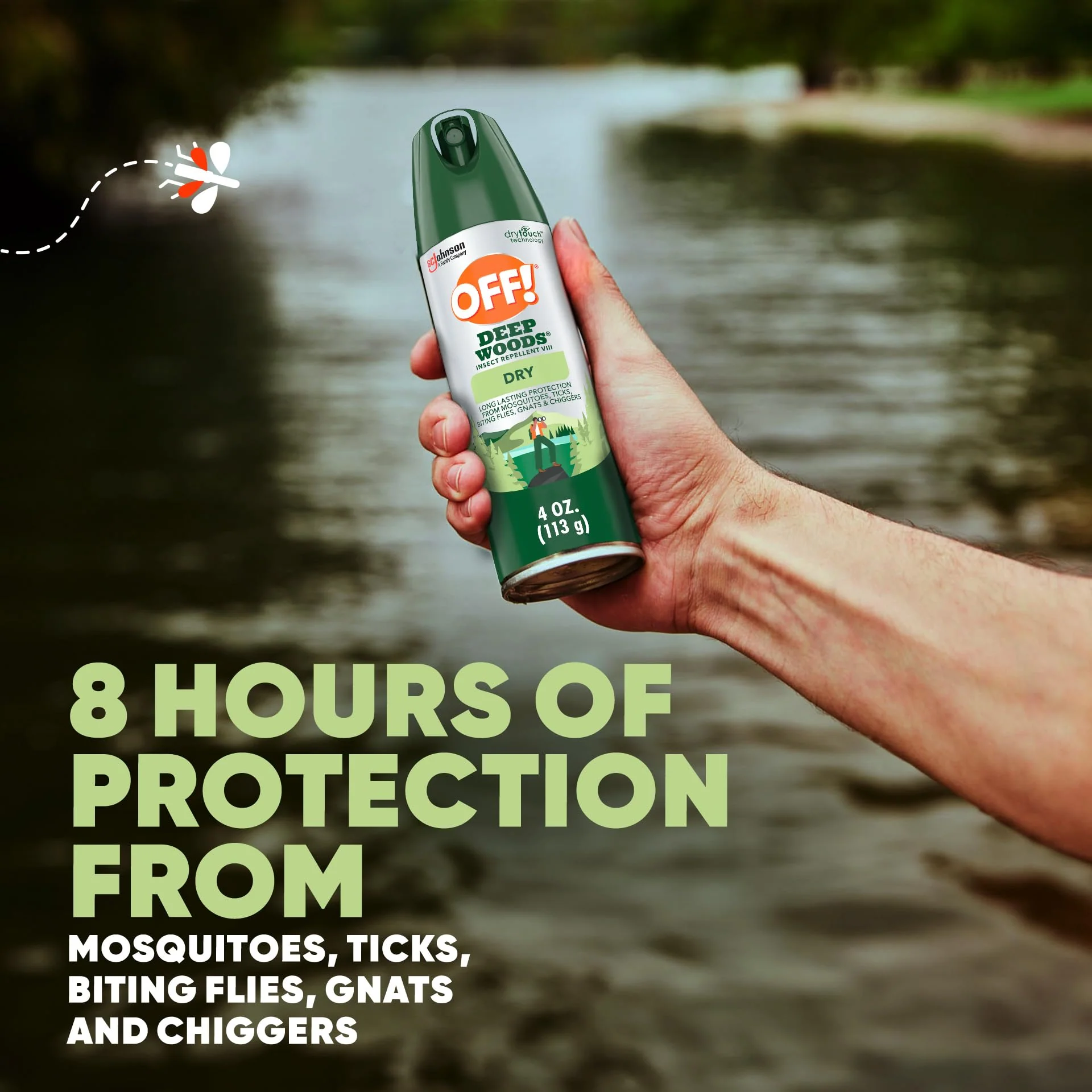 OFF! Deep Woods Insect Repellent Aerosol, Dry, Non-Greasy Formula, Bug Spray with Long Lasting Protection from Mosquitoes, 4 Oz, 4 Count - Image 2