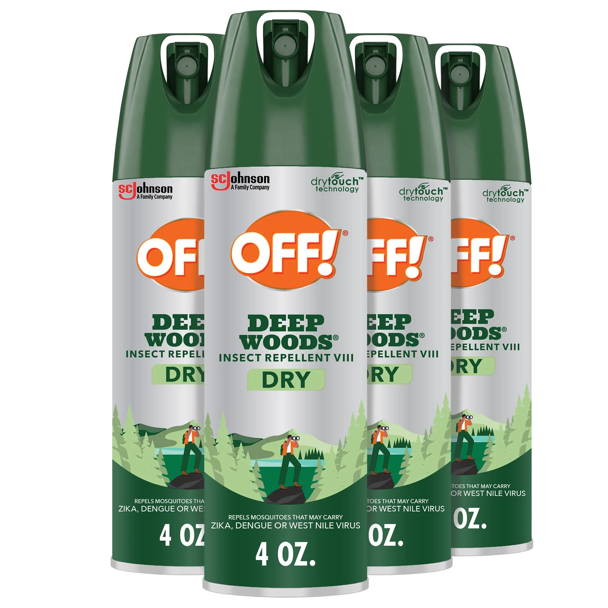OFF! Deep Woods Insect Repellent Aerosol, Dry, Non-Greasy Formula, Bug Spray with Long Lasting Protection from Mosquitoes, 4 Oz, 4 Count