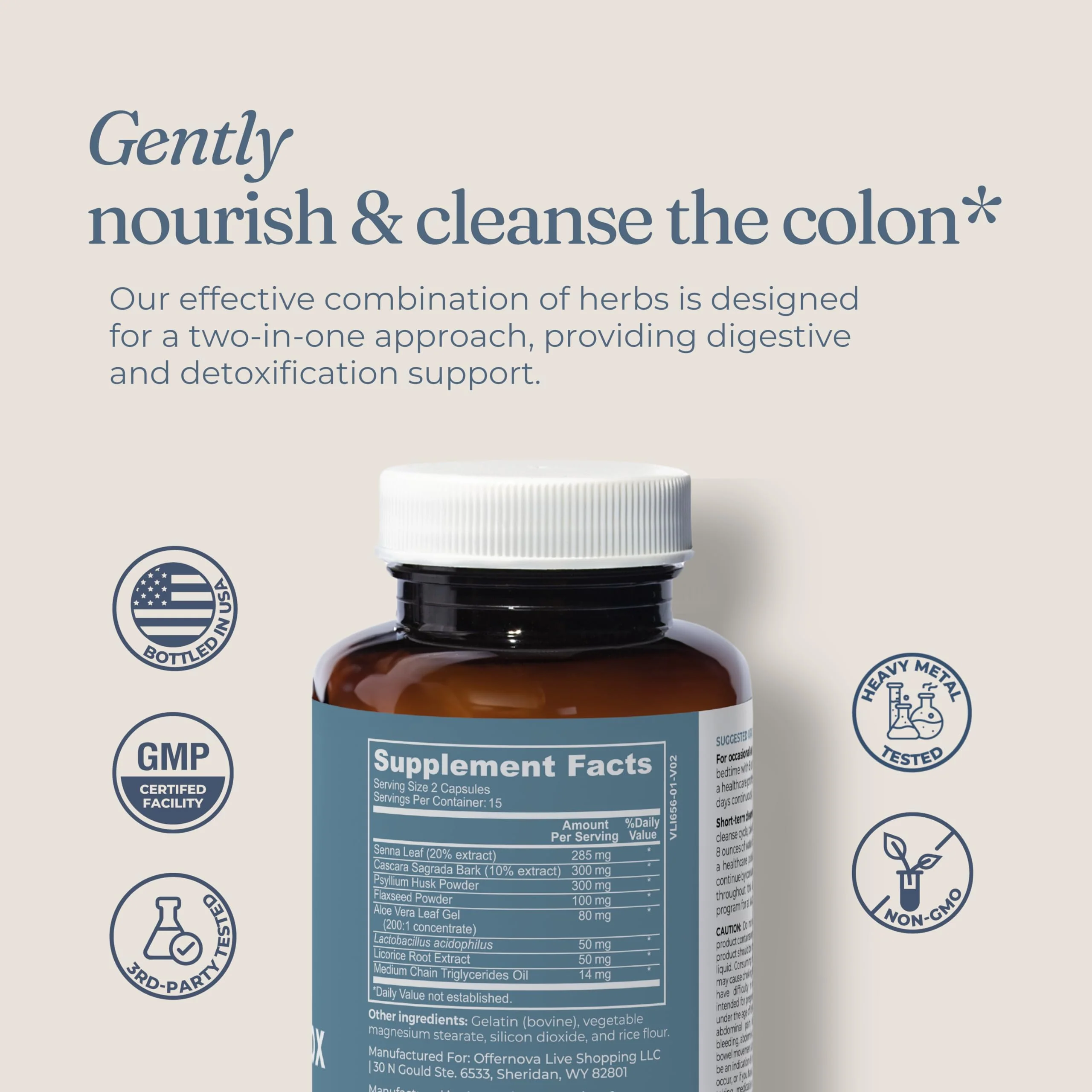 Offernova Complete Colon Detox 15 Days 30 Capsules, All Natural Colon Cleanser for Bloating and Constipation Relief for Women & Men, Advanced Gut Cleanse Detox - Image 5