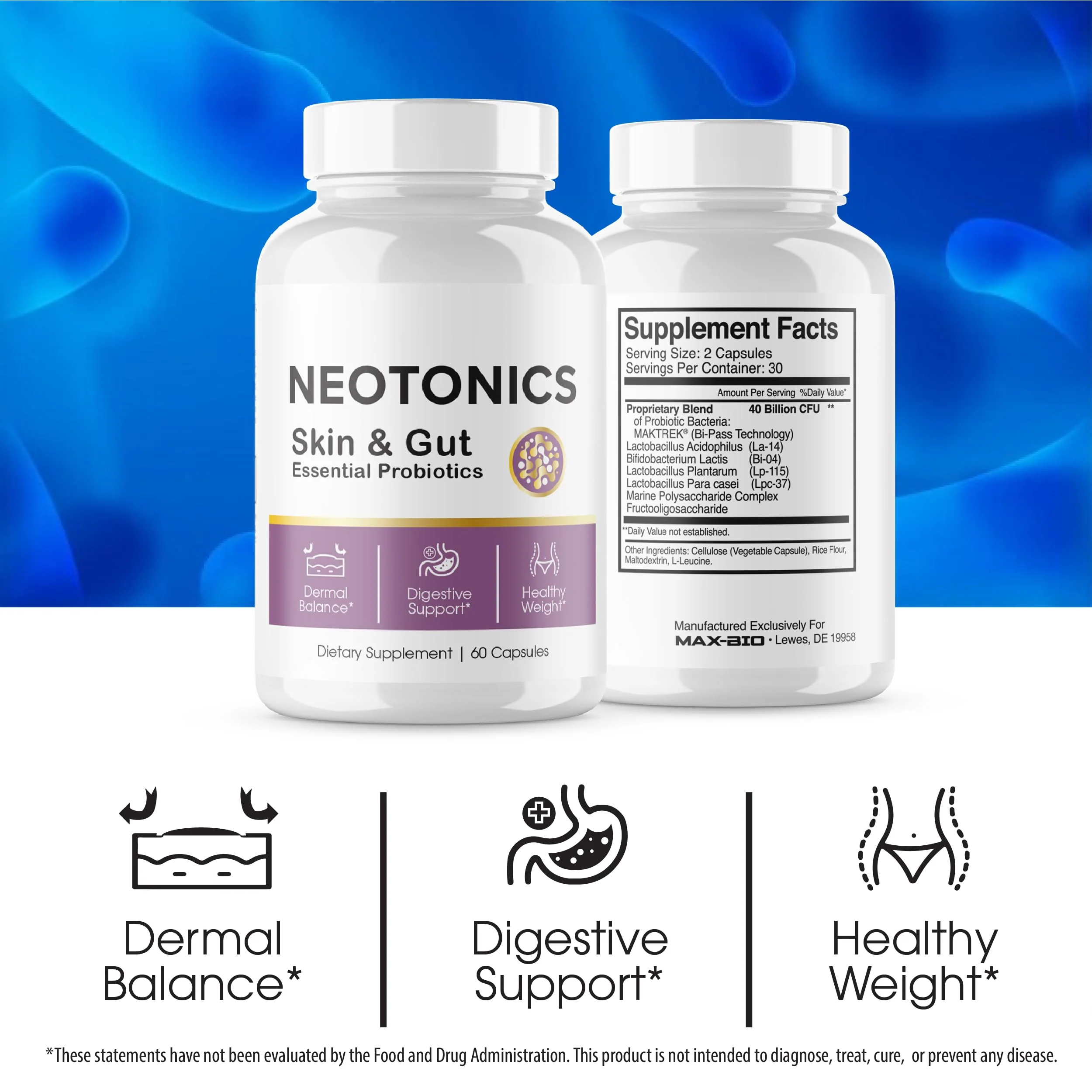Official... 5 Pack Neotonics Skin and Gut Essential, Neotonics Skin & Gut, Neotonics Advanced Formula Skin Gut, Neotonics Review Neo Tonics Skin and Gut Health Supplement Pills, Neotronics (300 Caps) - Image 4