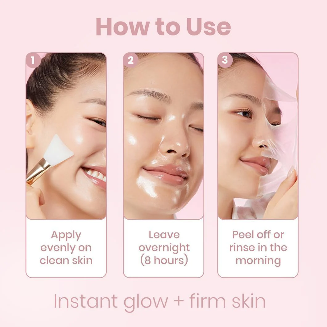 Official YURI Collagen Overnight Wrapping Peel Off Face Mask, Overnight Collagen Face Mask Easy Peel Off Facial Mask Skin Care Night Mask, Reduce Fine Lines & Dullness, Anti-Aging Skin Car - Image 2