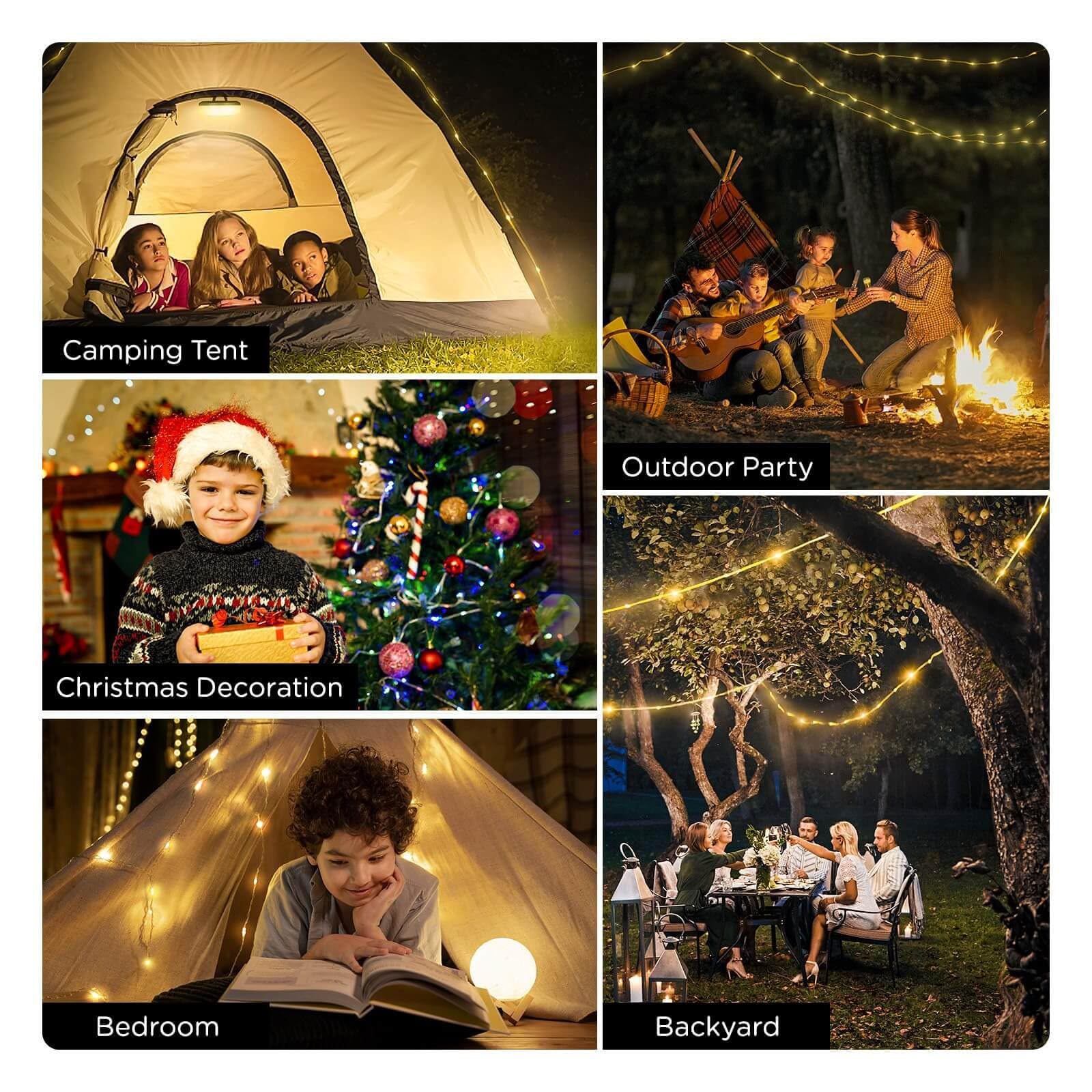 OGERY 2-Pack Camping String Lights, 4 in 1 Quick Storage 32.8FT Rechargeable Indoor Outdoor Fairy Lights String with 8 Lighting Modes, Hanging Portable LED for Christmas Decor Patio Party Essentials - Image 4
