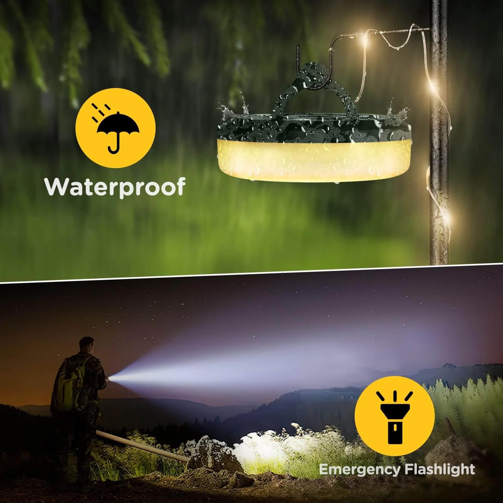 OGERY 2-Pack Camping String Lights, 4 in 1 Quick Storage 32.8FT Rechargeable Indoor Outdoor Fairy Lights String with 8 Lighting Modes, Hanging Portable LED for Christmas Decor Patio Party Essentials - Image 6