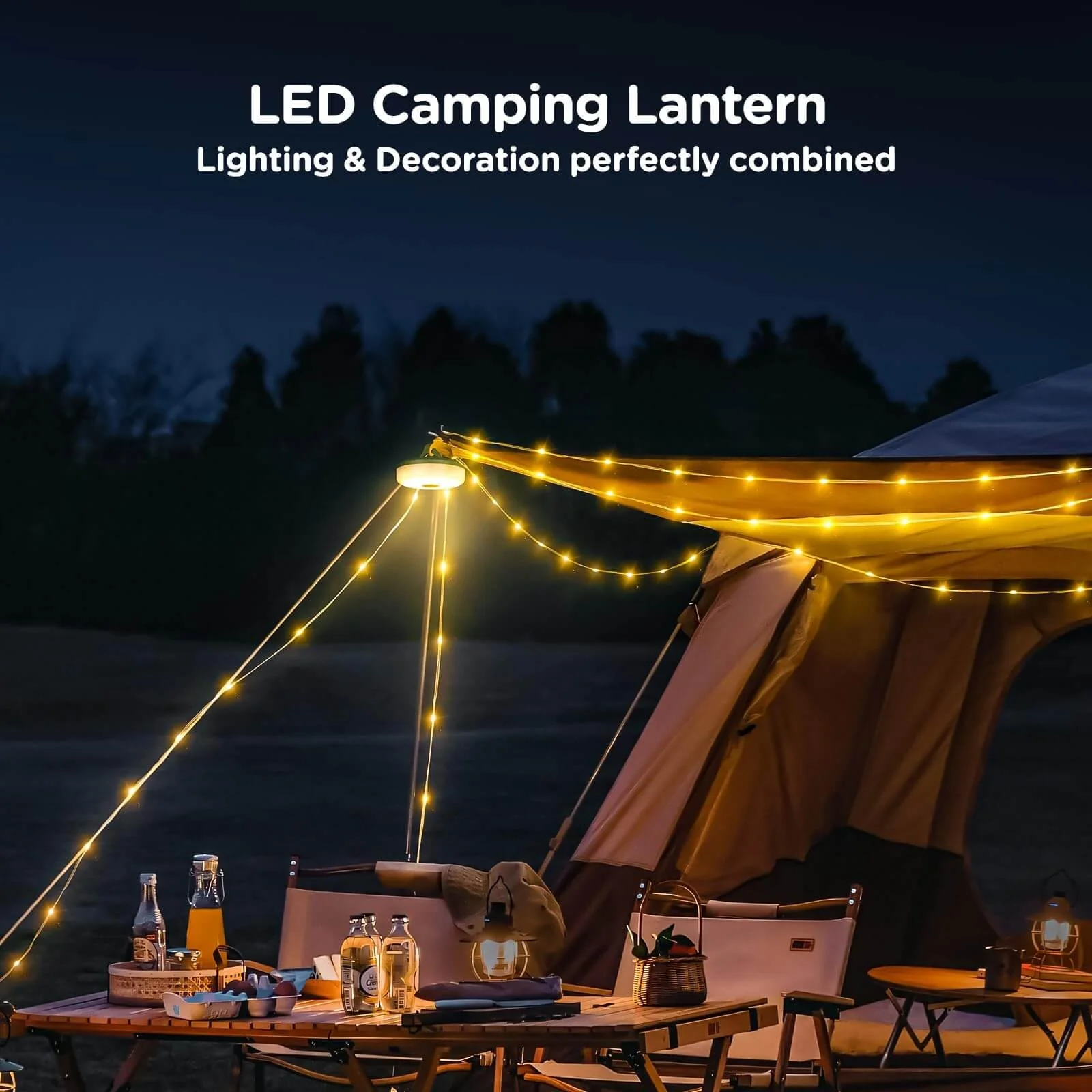 OGERY 2-Pack Camping String Lights, 4 in 1 Quick Storage 32.8FT Rechargeable Indoor Outdoor Fairy Lights String with 8 Lighting Modes, Hanging Portable LED for Christmas Decor Patio Party Essentials - Image 9