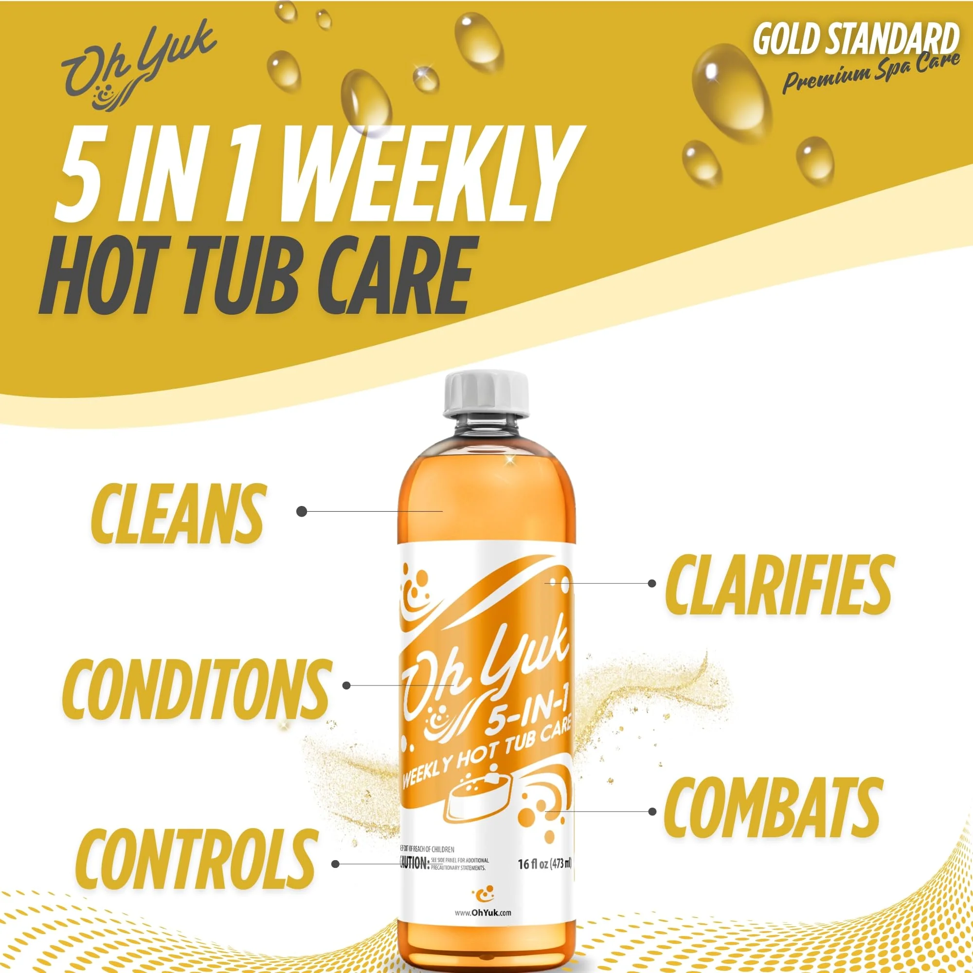 Oh Yuk 5-in-1 Weekly Hot Tub Care – All-in-One Spa Cleaner, Clarifier, Conditioner – Helps Control pH Balance & Combats Buildup – Hot Tub Chemicals for All Types Including Inflatable & Portable –16oz - Image 8