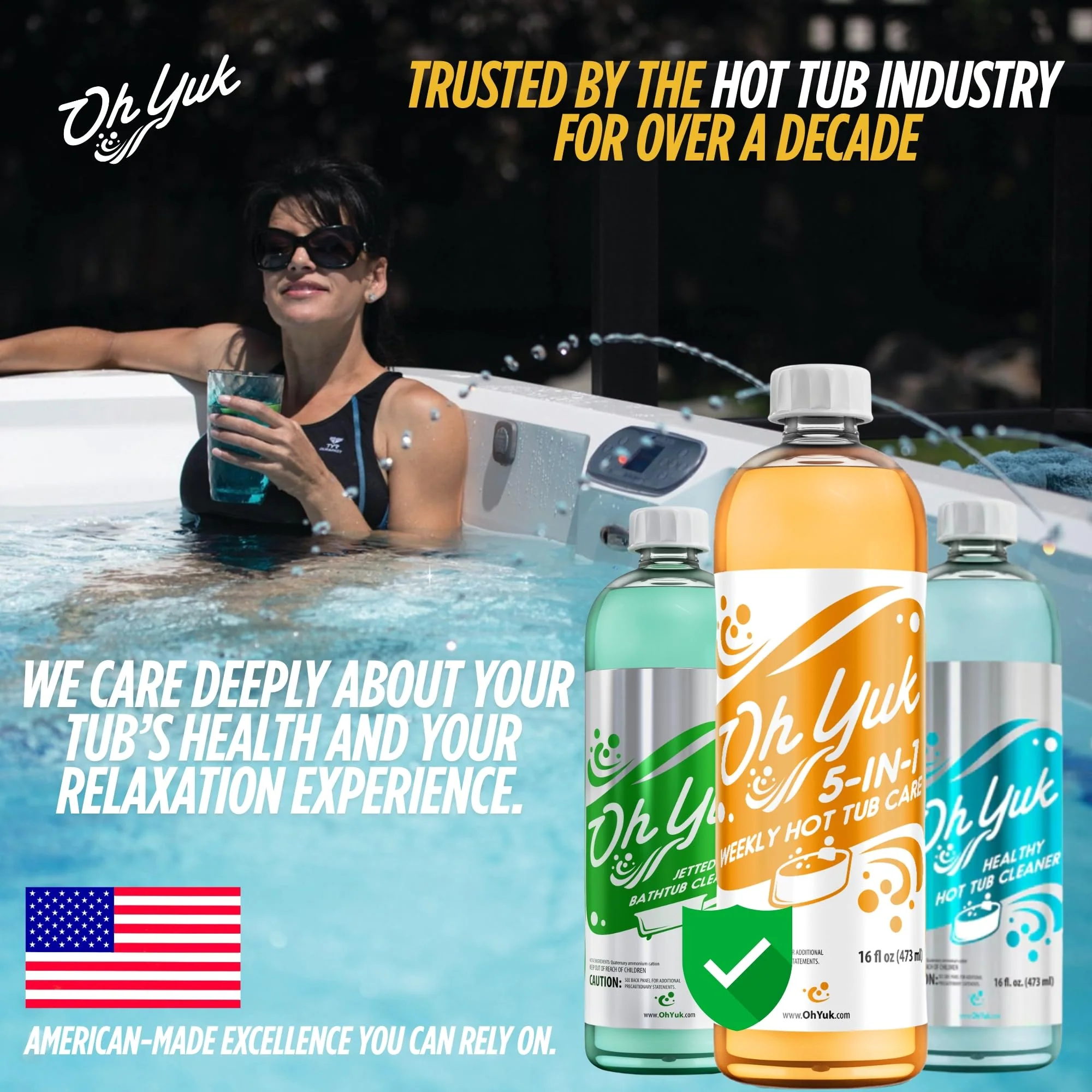 Oh Yuk 5-in-1 Weekly Hot Tub Chemicals (2 Pack) – All-in-One Hot Tub Cleaner & Spa Protector | Clarifier, Conditioner & pH Support | Spa Chemicals for Hot Tub Water Care - Image 2