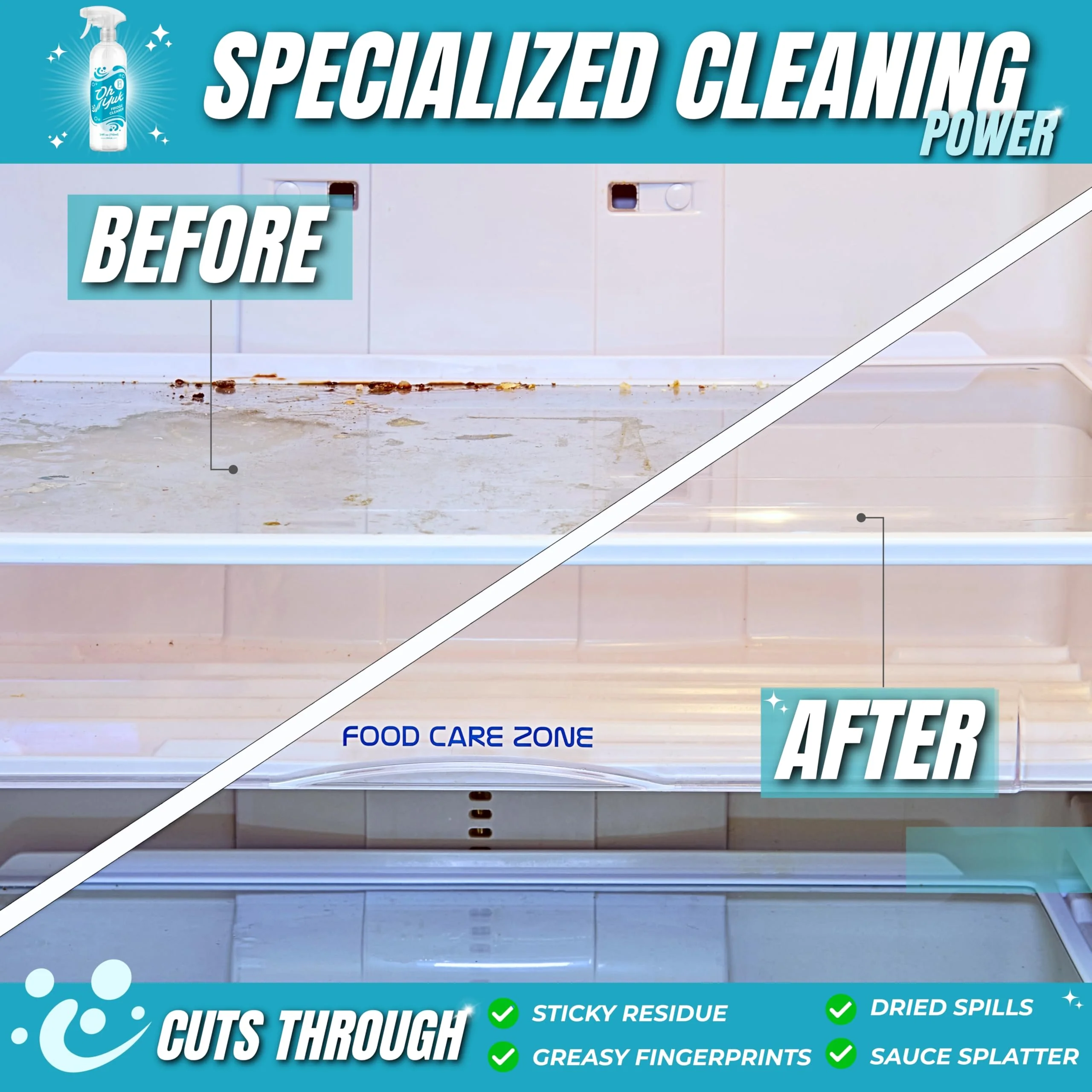 Oh Yuk Fridge Cleaner – Cleans Inside Refrigerator for Spotless, Food-Contact Safe Surfaces | Biodegradable, Vegan, Cruelty-Free | Effortlessly Lifts Sticky Messes & Dried-On Food | Spray Bottle - Image 7