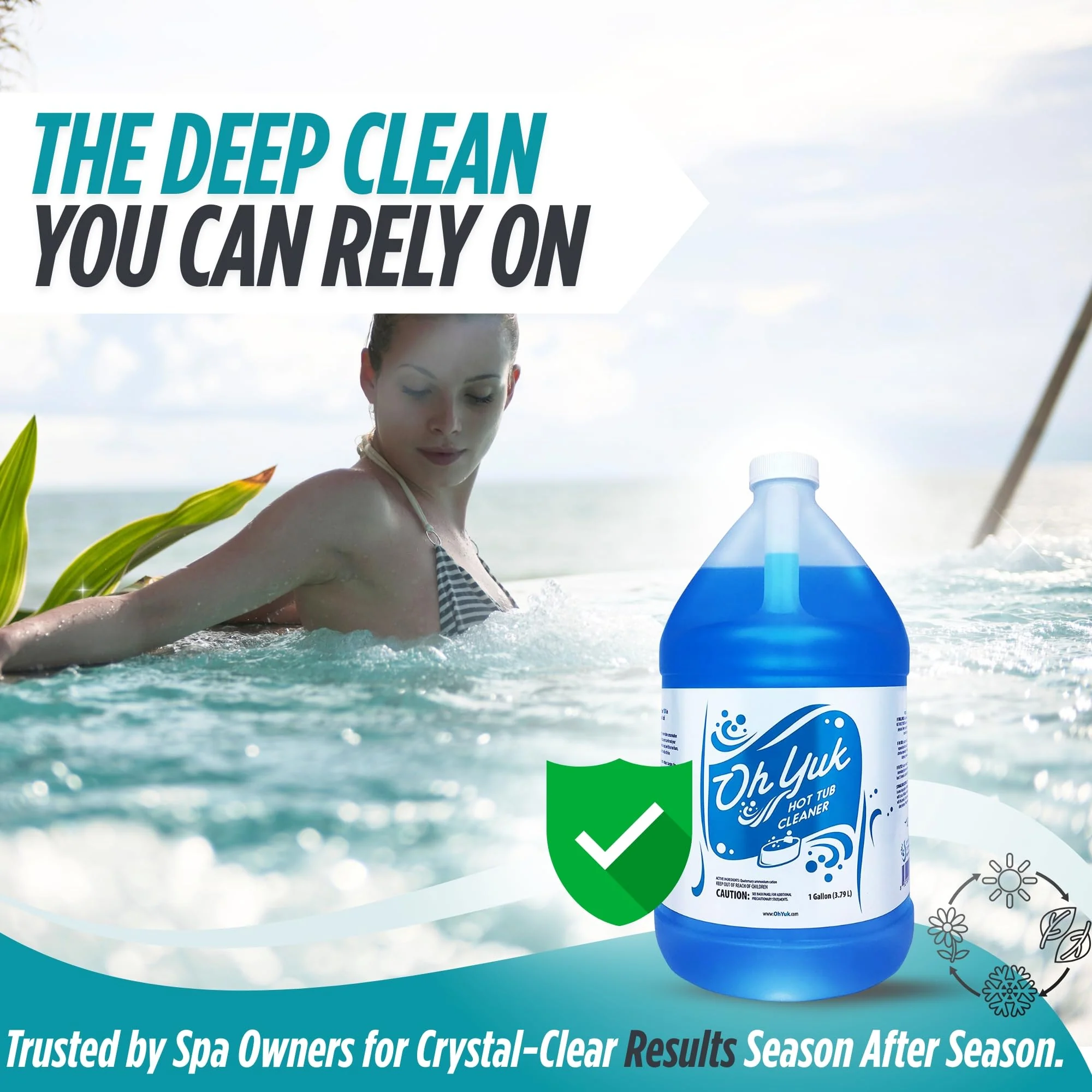 Oh Yuk Healthy Hot Tub Cleaner, The Most Effective Hot Tub Cleaner for Indoor and Outdoor Hot Tubs and Spas - 1 Gallon - Image 2