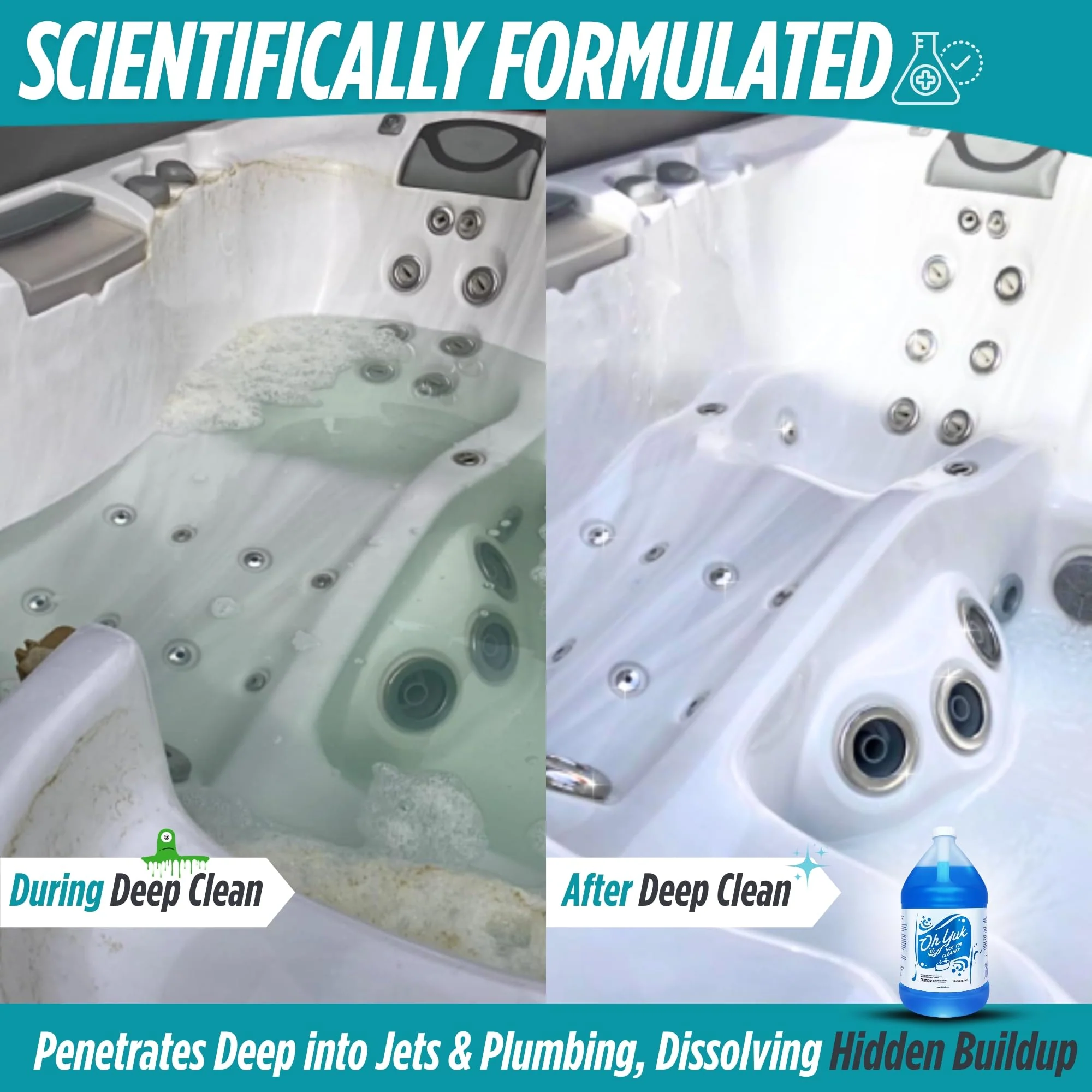 Oh Yuk Healthy Hot Tub Cleaner, The Most Effective Hot Tub Cleaner for Indoor and Outdoor Hot Tubs and Spas - 1 Gallon - Image 5