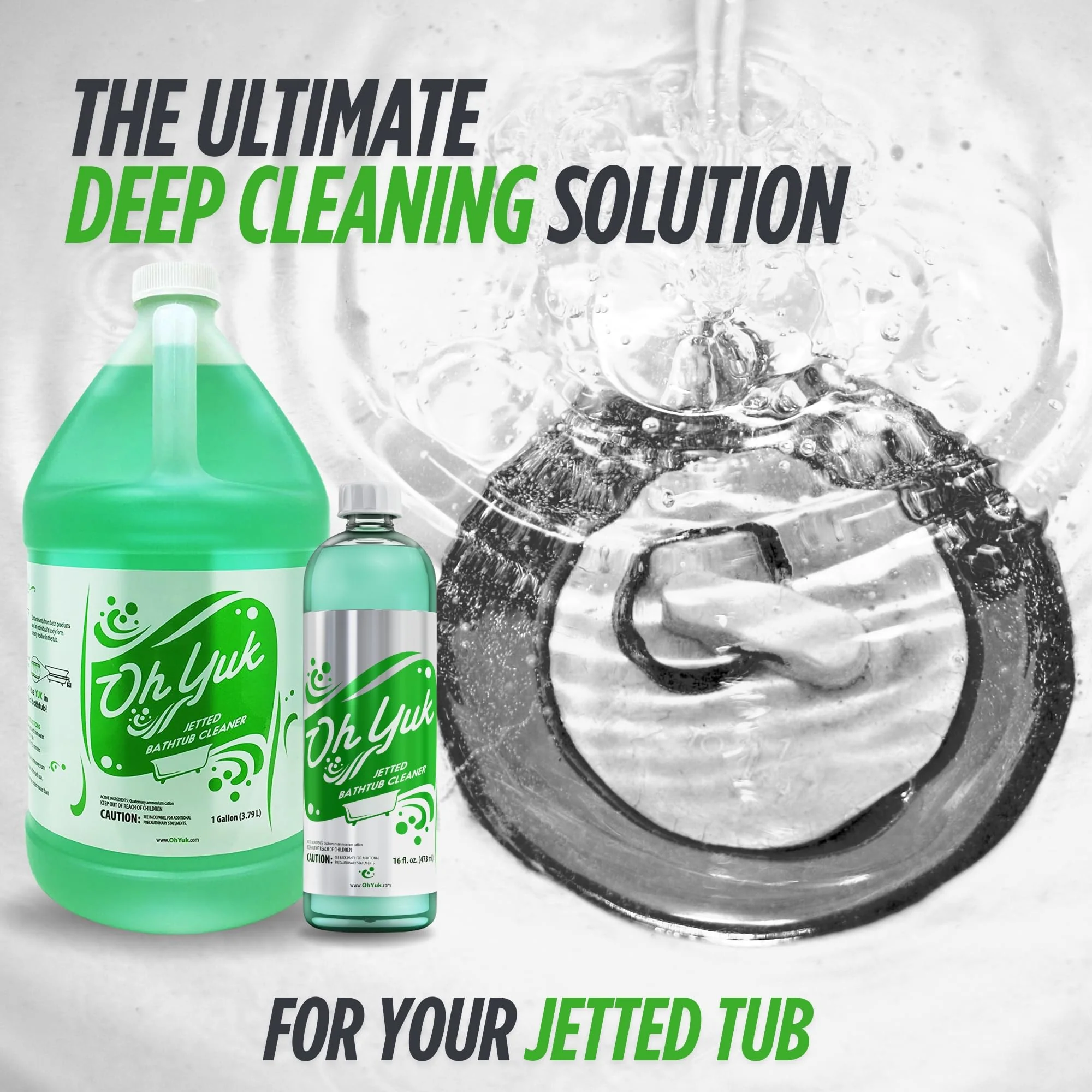 Oh Yuk Jetted Tub Cleaner for Jet Tubs, Bathtubs, Whirlpools, The Most Effective Jetted Tub Cleaner, Septic Safe, 32 Cleanings per Bottle - 1 Gallon - Image 2