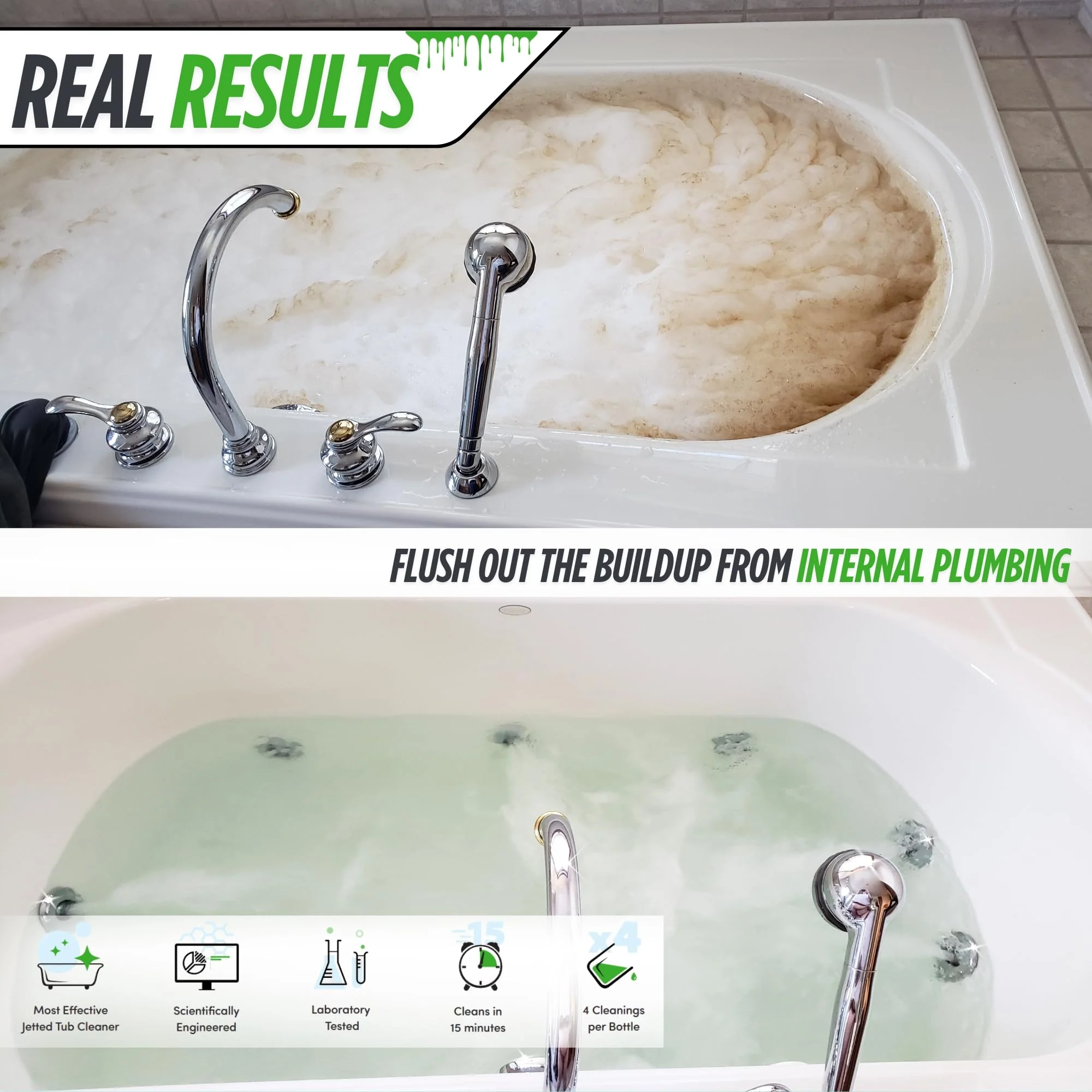 Oh Yuk Jetted Tub Cleaner for Jet Tubs, Bathtubs, Whirlpools, The Most Effective Jetted Tub Cleaner, Septic Safe, 32 Cleanings per Bottle - 1 Gallon - Image 3