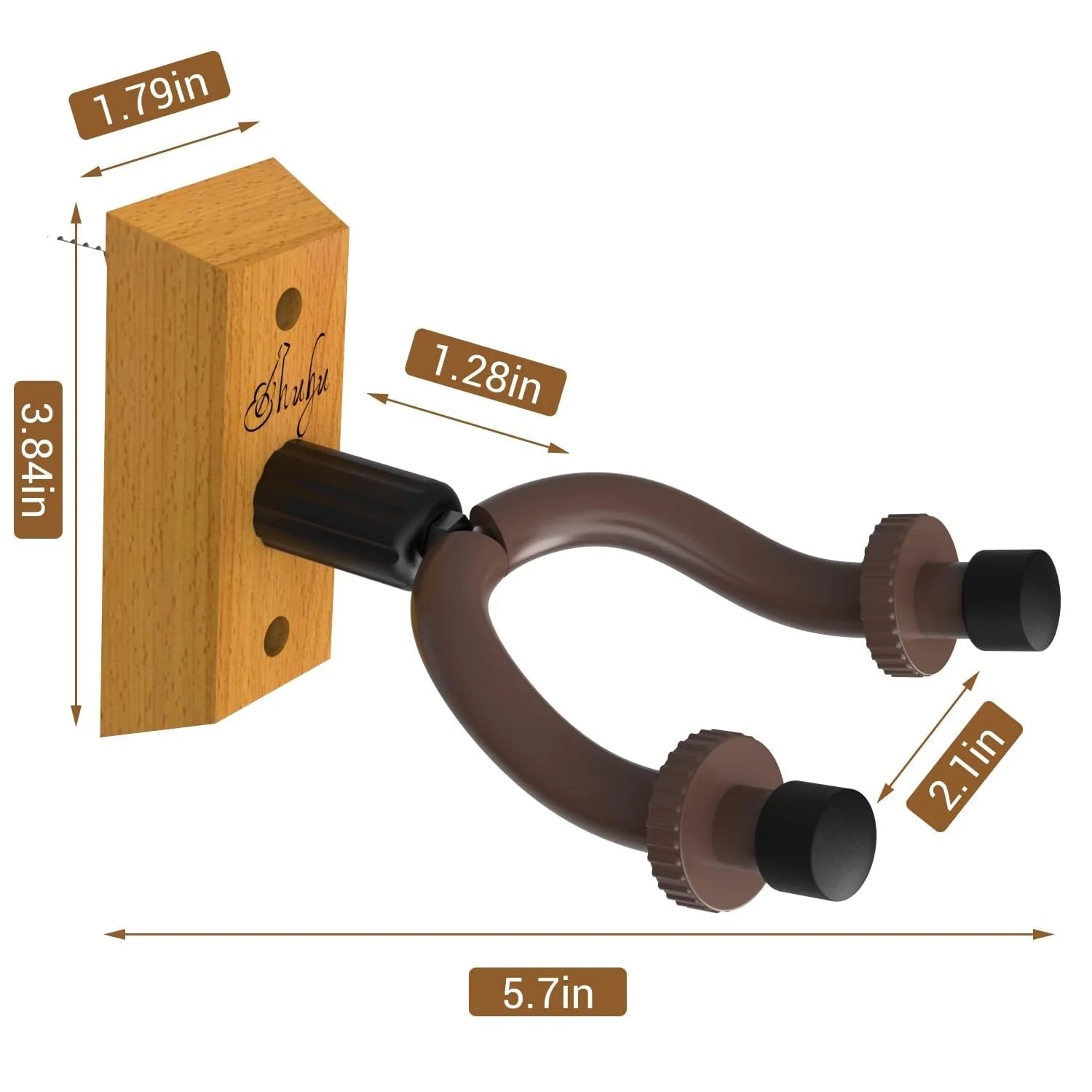 Ohuhu Guitar Wall Mount Hanger, 2-Pack Rotatable Hardwood Guitar Hangers with Screws, Adjustable Stopper Guitar Mount Hook Holder Stand for Acoustic Electric Guitar Banjo Bass Ukulele Mandolin (Wood) - Image 8