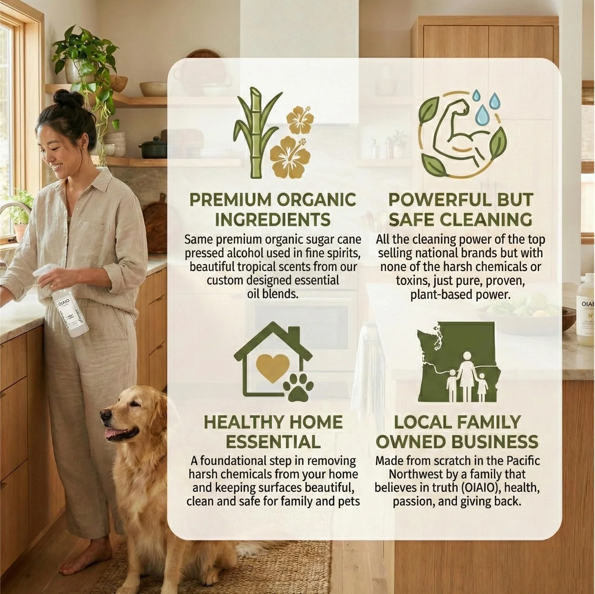 OIAIO Non-Toxic Wood Cleaner - Natural Organic Ingredients that Truly Perform - 24oz - Light Coconut & Palo Santo Scent - Image 8